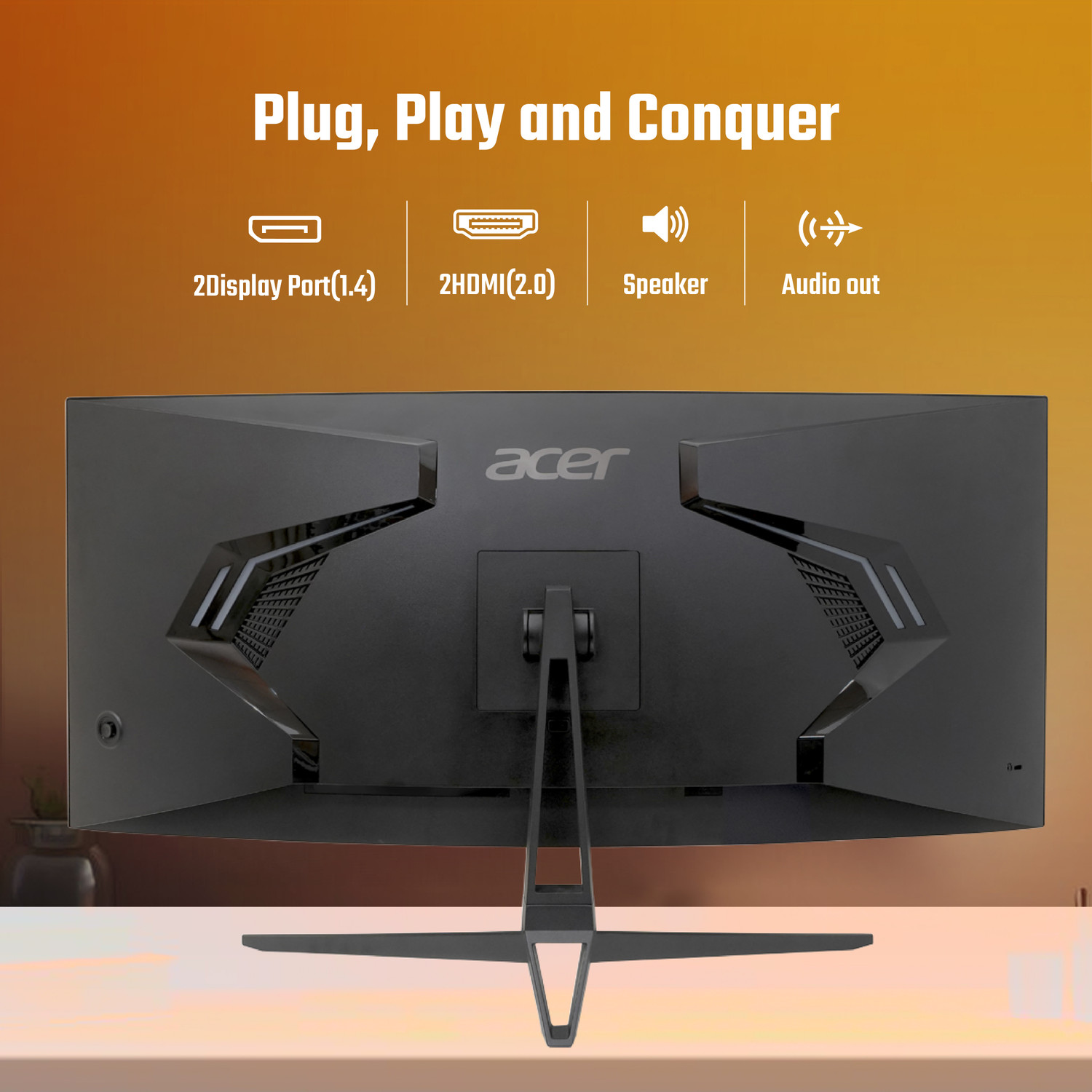 Image of Acer ED343 86.36 cm (34 inch) Curved UWQHD LED Backlit VA Panel Gaming Monitor (ED343CUR X0)