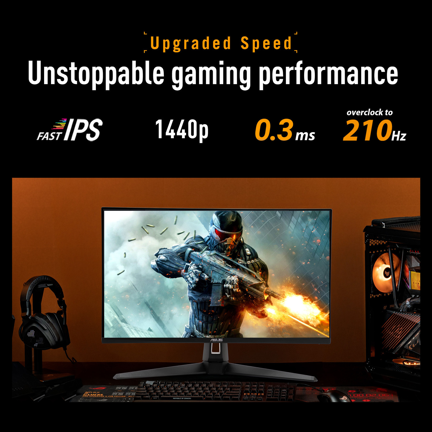 Image of ASUS TUF 68.58 cm (27 inch) Quad HD LED Backlit IPS Panel Gaming Monitor (TUF Gaming VG27AQ5A Monitor 27 QHD(2560x1440), 210Hz(OC) Fast IPS, 0.3ms)