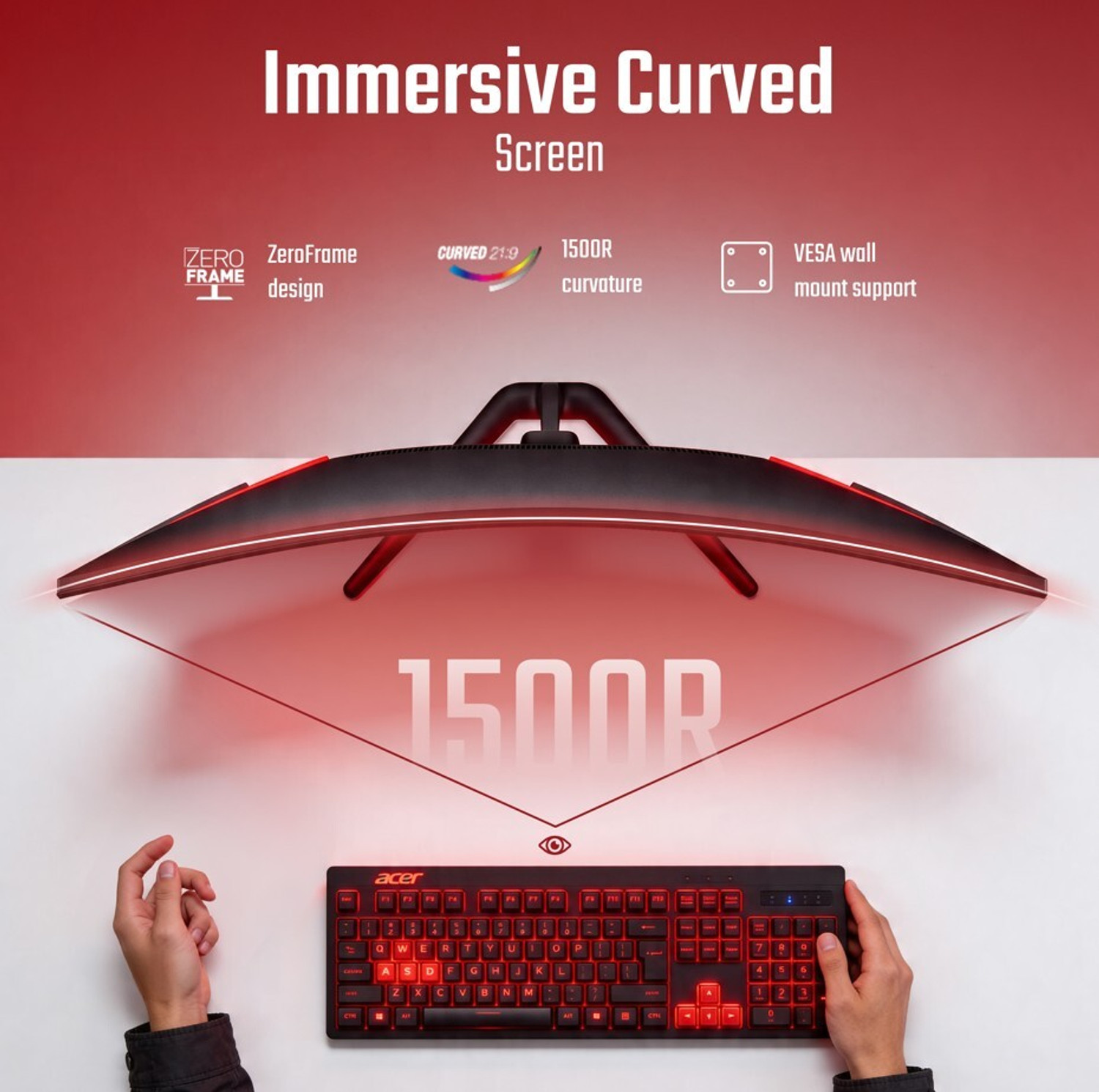 Image of Acer 87.0 cm (34 inch) Curved WQHD IPS Panel UM.CE3SS.001 Gaming Monitor (ED340CUR J0)