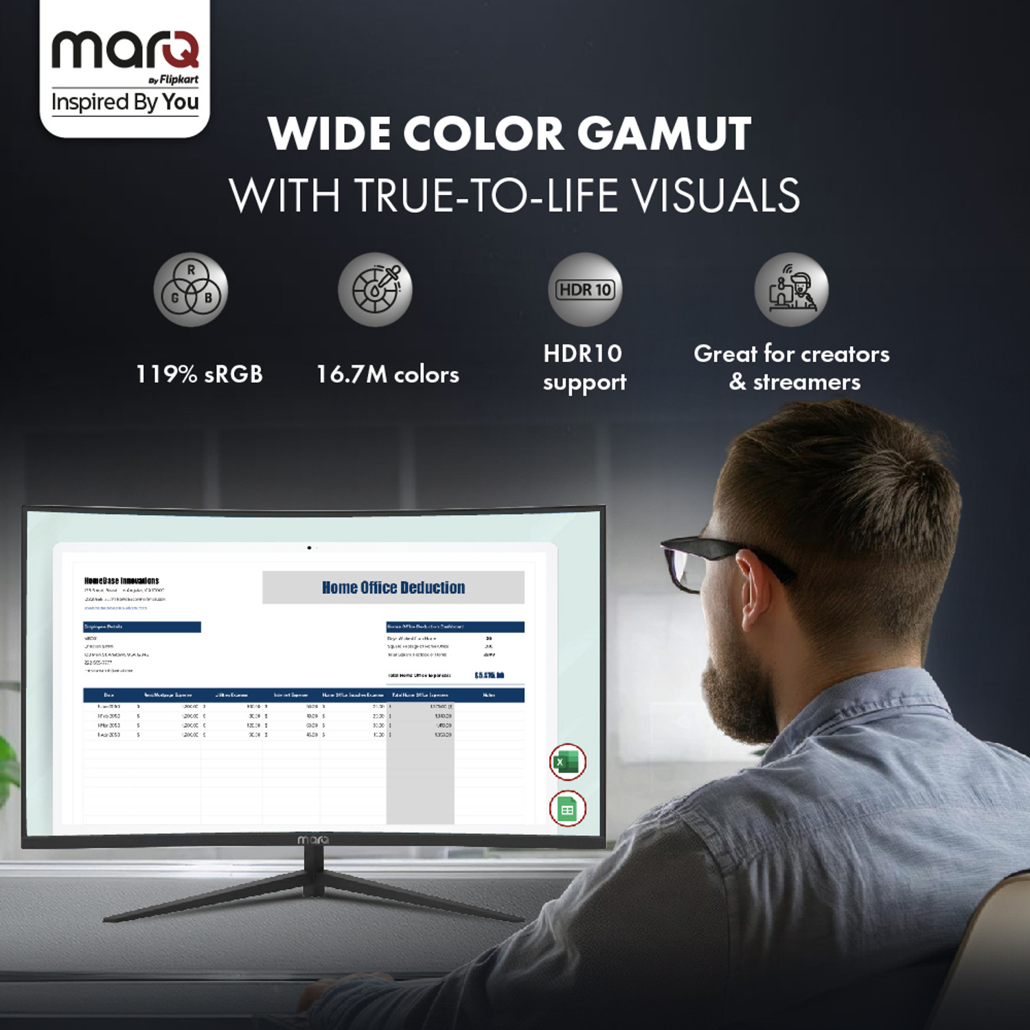 Image of MarQ by Flipkart 81.28 cm (32 inch) Curved Full HD LED Backlit VA Panel Monitor (32FHDMCQCCJB)