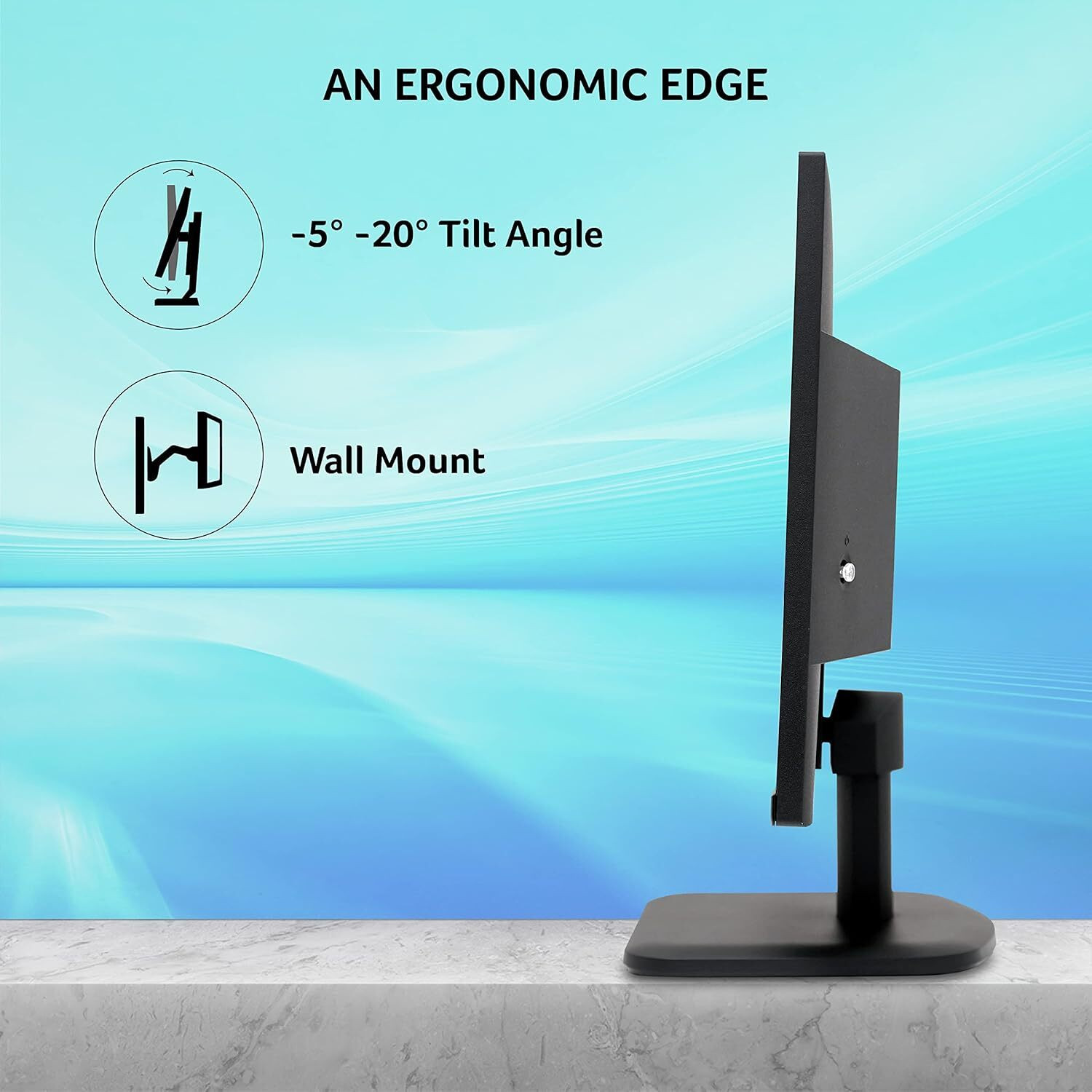 Image of Acer ZeroFrame Design, Ergonomic Stand, Acer Vision Care, Flicker Free Monitor 54.61 cm (22 inch) Full HD LED Backlit IPS Panel Monitor (EK220Q Ebi)