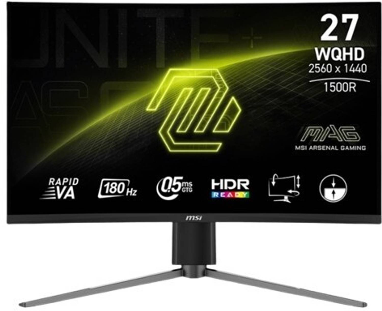 MSI 68.58 cm (27 inch) Curved WQHD VA Panel with Anti-Flicker Technology, 105% SRGB, Tilt Adjustment, Height Adjustable, Curved Gaming Gaming Monitor (MAG 27CQ6PF)