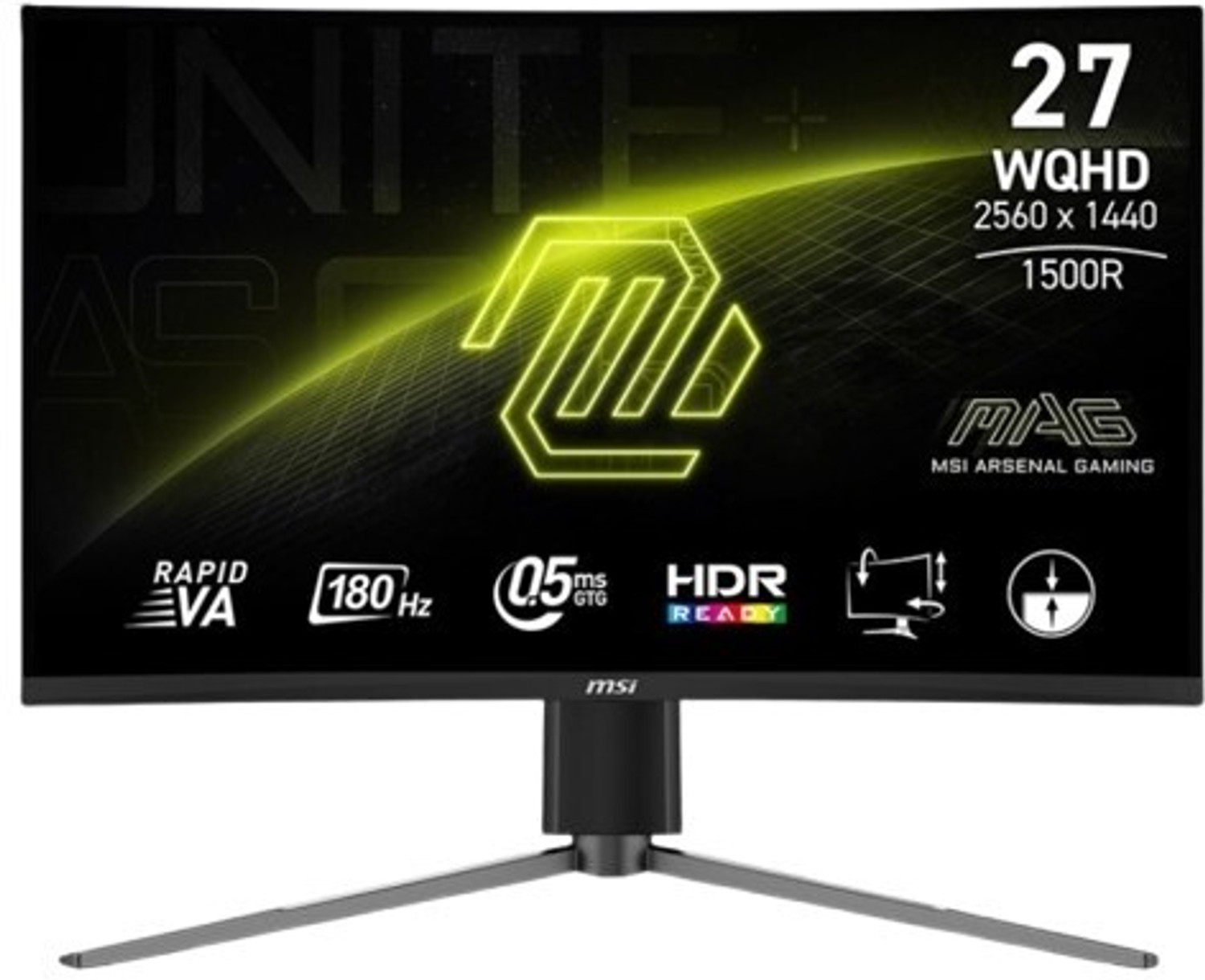 Image of MSI 68.58 cm (27 inch) Curved WQHD VA Panel with Anti-Flicker Technology, 105% SRGB, Tilt Adjustment, Height Adjustable, Curved Gaming Gaming Monitor (MAG 27CQ6PF)