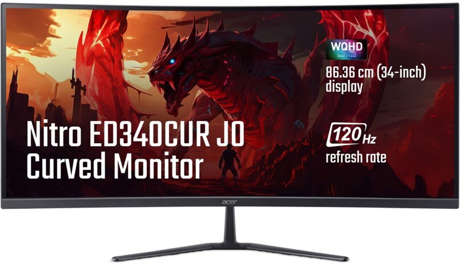 Image of Acer 87.0 cm (34 inch) Curved WQHD IPS Panel UM.CE3SS.001 Gaming Monitor (ED340CUR J0)
