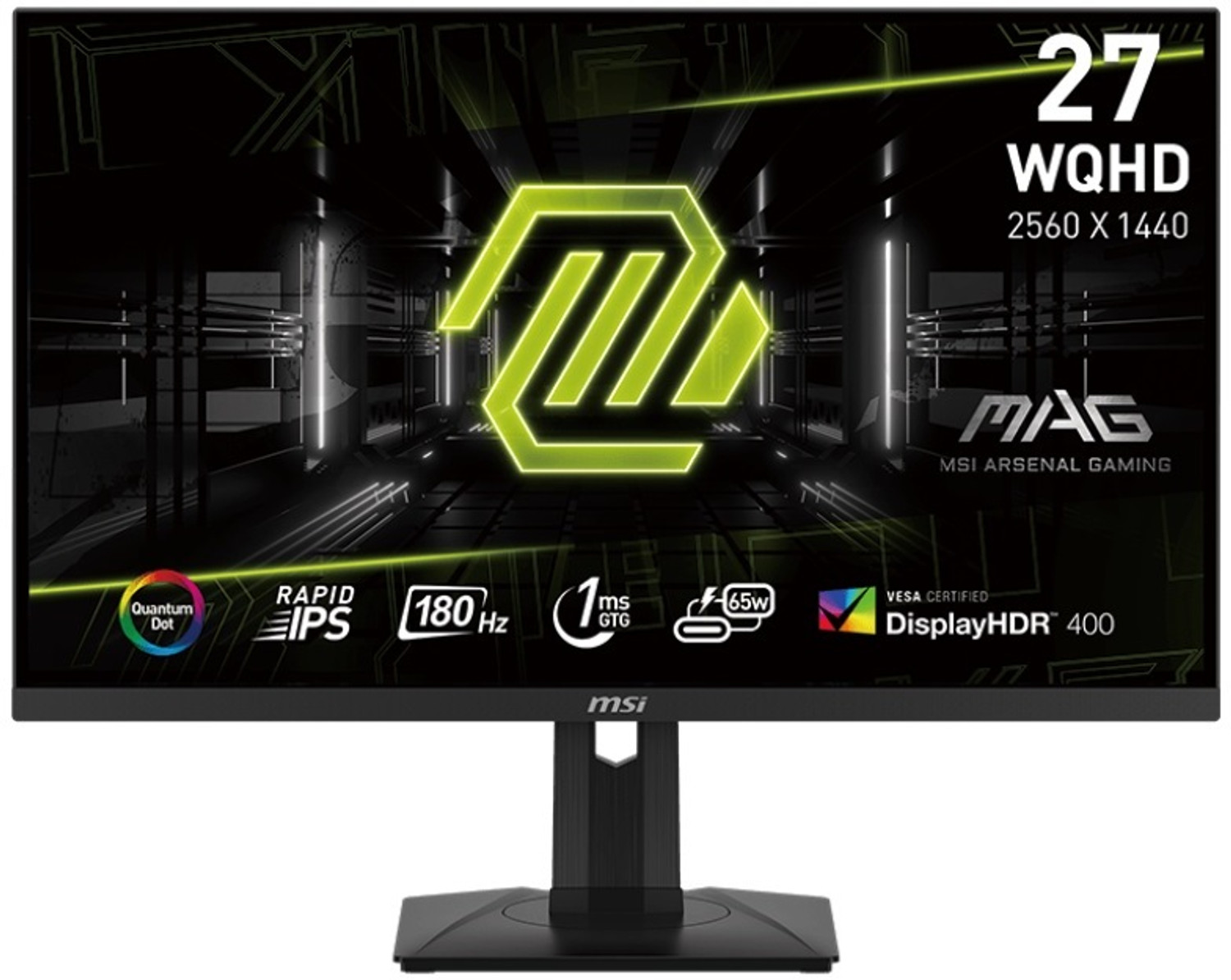 Image of MSI 68.58 cm (27 inch) WQHD IPS Panel with VESA Certified DisplayHDR400, 94% Adobe RGB, 98% DCI-P3, 150% SRGB, 65W USB Type-C Support, Wide Color Gamut, Intelligence APP, Mystic Light, Height Adjustable Gaming Monitor (MAG274QRF QD E2)