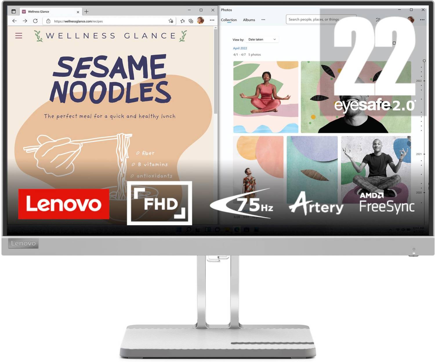 Lenovo L-Series 54.61 cm (22 inch) Full HD LED Backlit VA Panel Monitor (L22e-40)