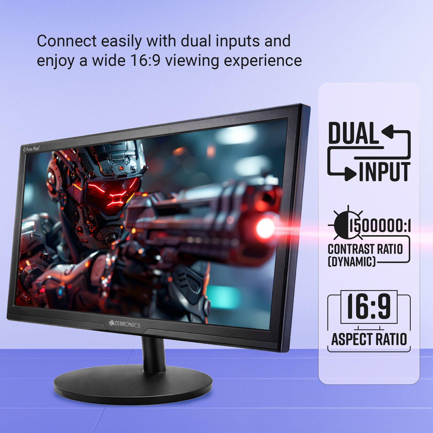 Image of ZEBRONICS 50.8 cm (20 inch) HD+ TN Panel Monitor (ZEB-EV20)