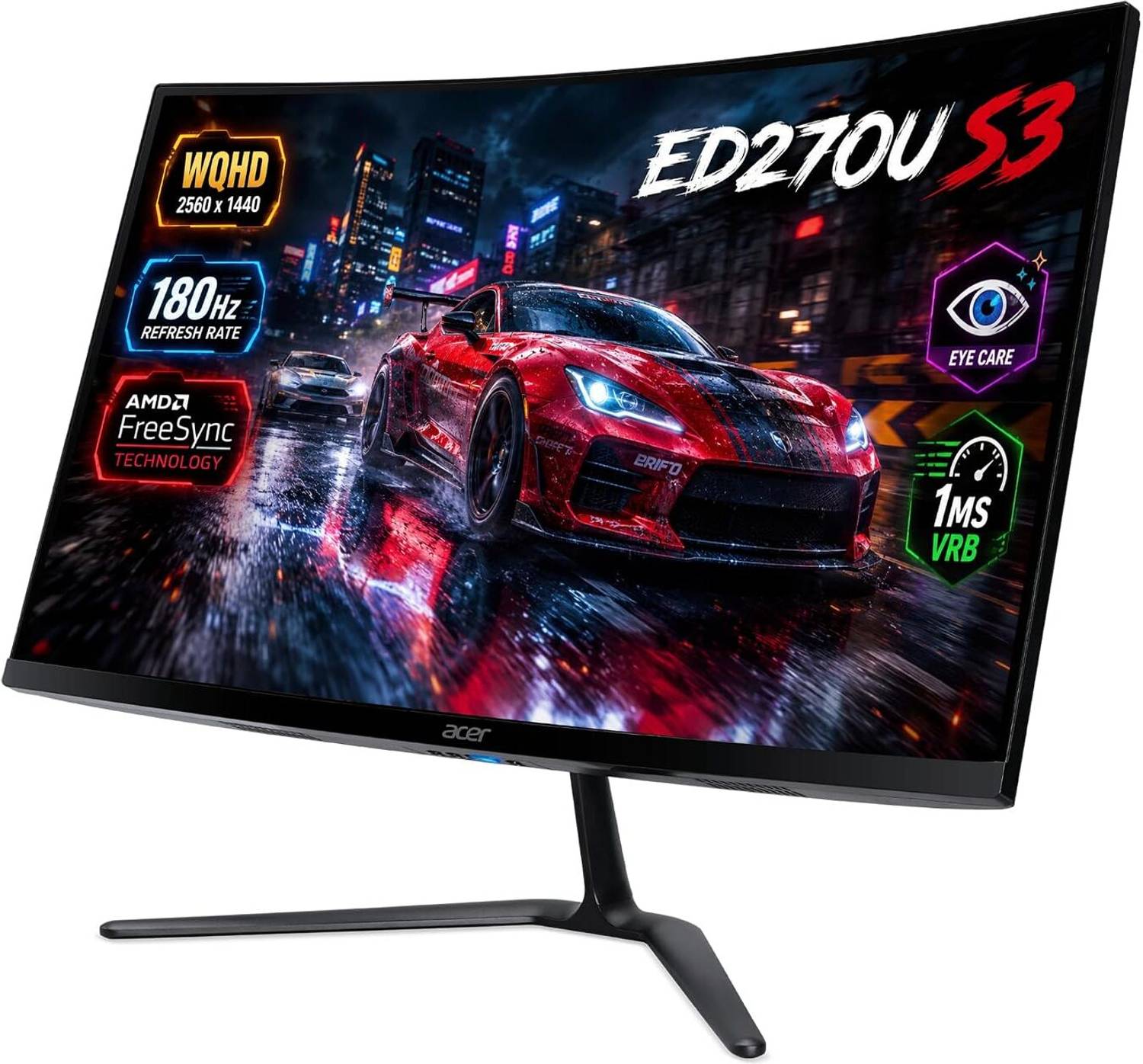 Acer ED0 27 inch Curved WQHD Gaming Monitor - Image 1