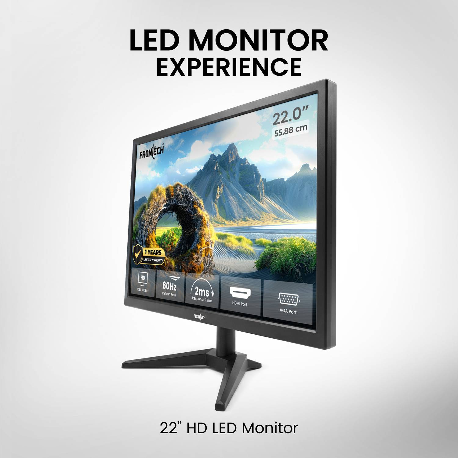Frontech 22 inch HD LED Backlit VA Panel Monitor - Image 2
