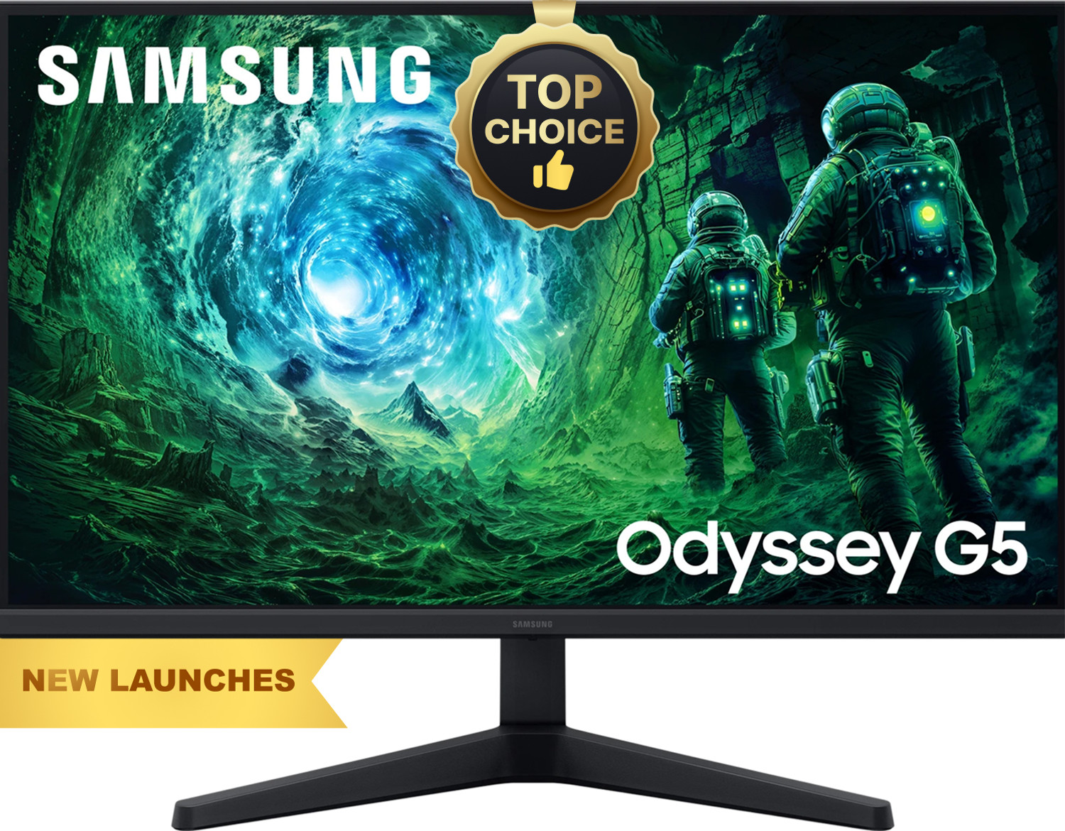 Image of Samsung Odyssey G5 68.4 cm (27 inch) Quad HD LED Backlit IPS Panel with HDR10, FreeSync Premium, Ports-DP,2 HDMI,Headphone, Wall Mountable, Fast Gaming Monitor (LS27FG530EWXXL)
