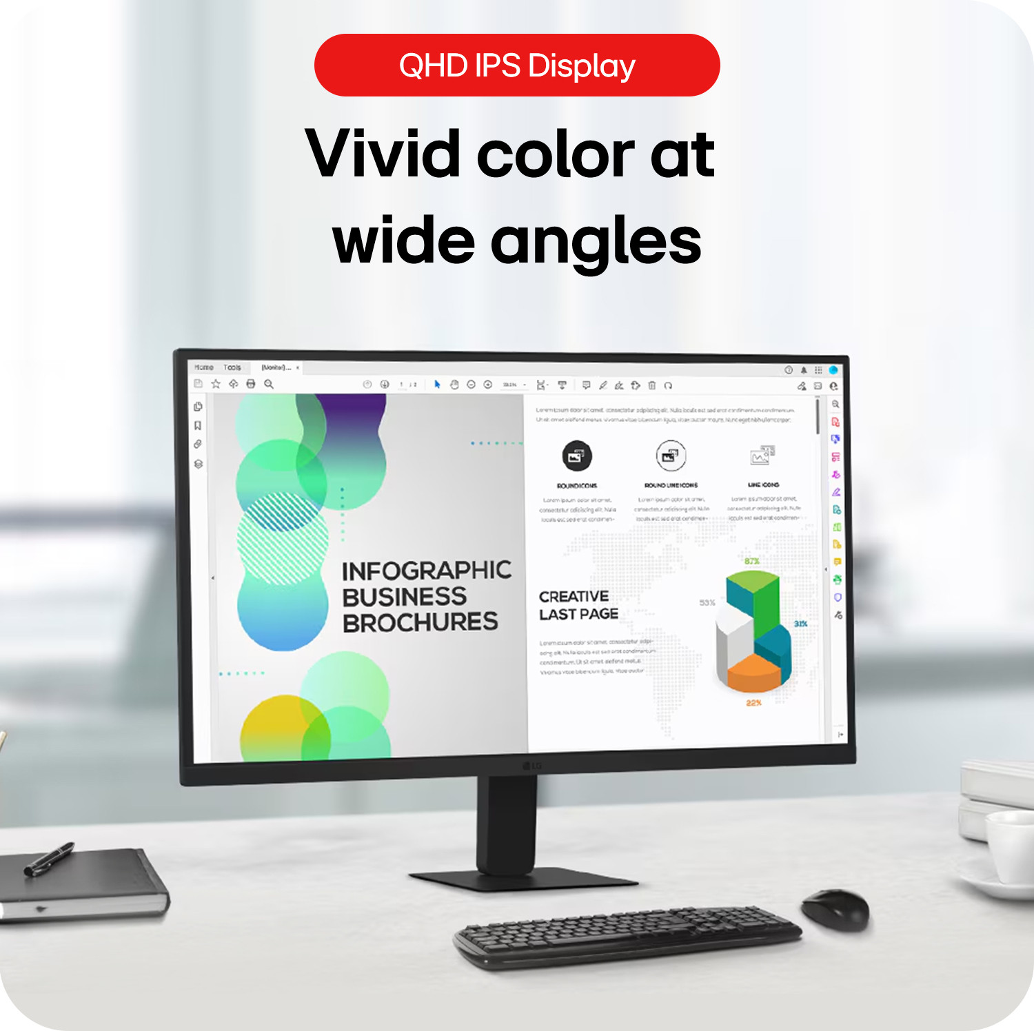 Image of LG QHD 68.58 cm (27 inch) Quad HD IPS Panel with sRGB 99% (Typ.), HDR10, USB-C with PD 15W, HDMI, Head Phone Out, Reader Mode, Flicker Safe, 3-Sided Virtually Borderless Monitor (27U631A-BD.CTRDMR)