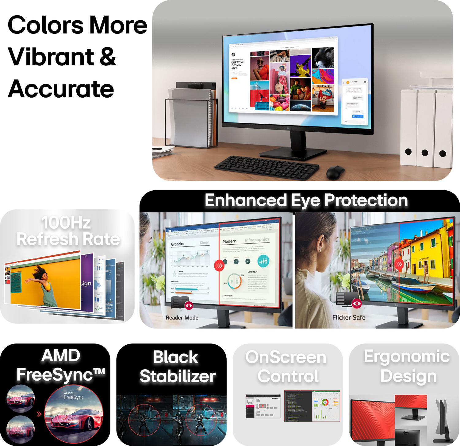 Image of LG 68.58 cm (27 inch) Full HD IPS Panel with 3-Side Borderless Display,Tilt-able Stand, Black Stabilizer, OnScreen Control, Ergo Design Monitor (27MR400-BB.CTRRMV)
