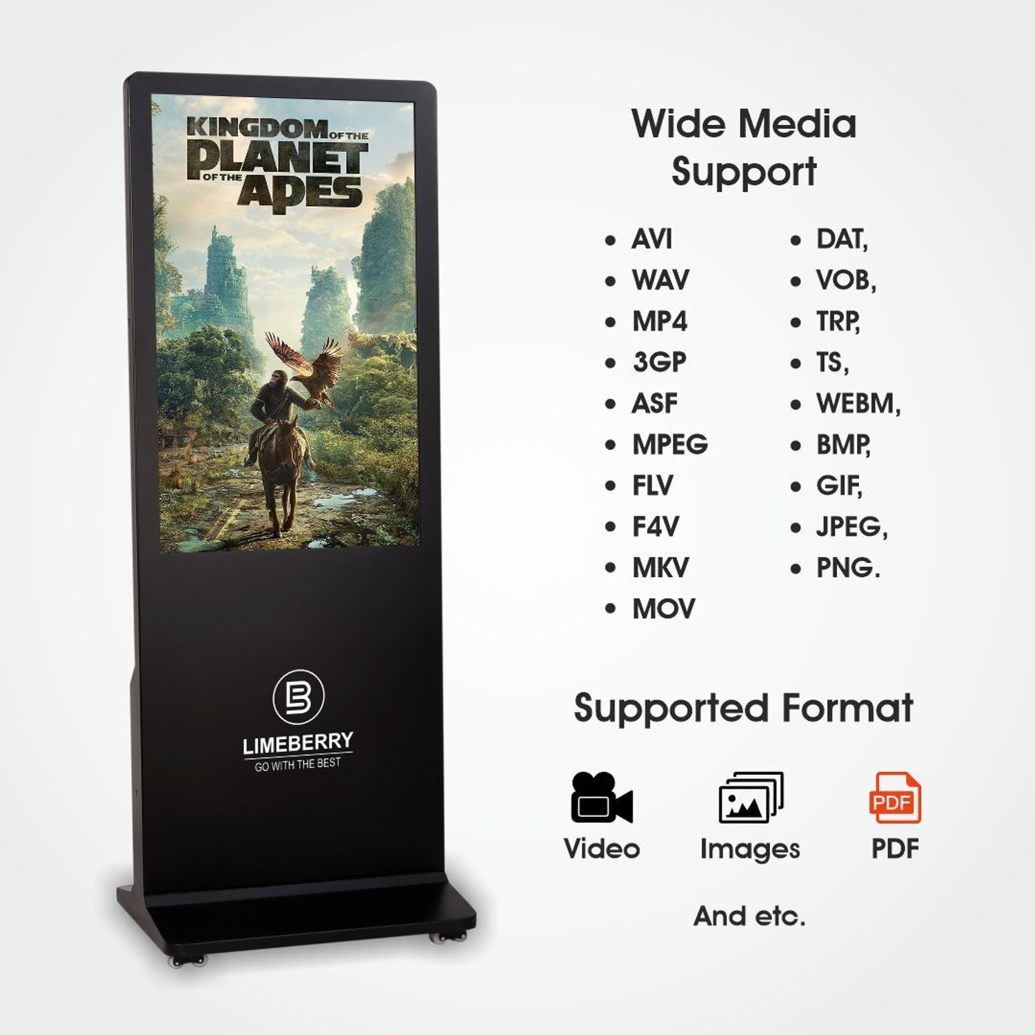 Image of LIMEBERRY Silver Series 81.28 cm (32 inch) HD LED Backlit IPS Panel Monitor (Digital Standee Display, Full HD Digital Signage Kiosk | USB Plug & Play)