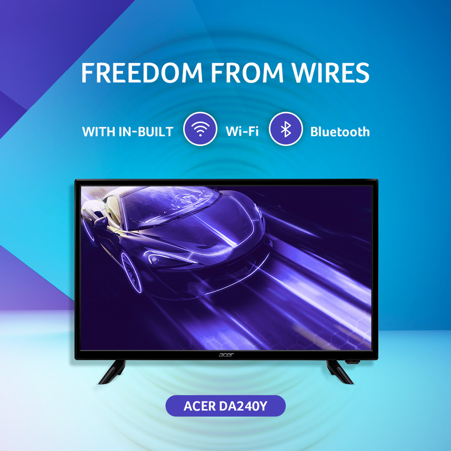 Image of Acer DA0 series 60.45 cm (24 inch) Full HD VA Panel with Bluetooth 5.0, App Support : Youtube, Netflix & more, 2X5W Inbuilt Speakers, Wireless Monitoring, HDR10 Support, Desktop Mode, Wide range of I /O ports, such as RJ45 and S /PDIF, VESA Wall mount Smart Monitor (DA240Y)