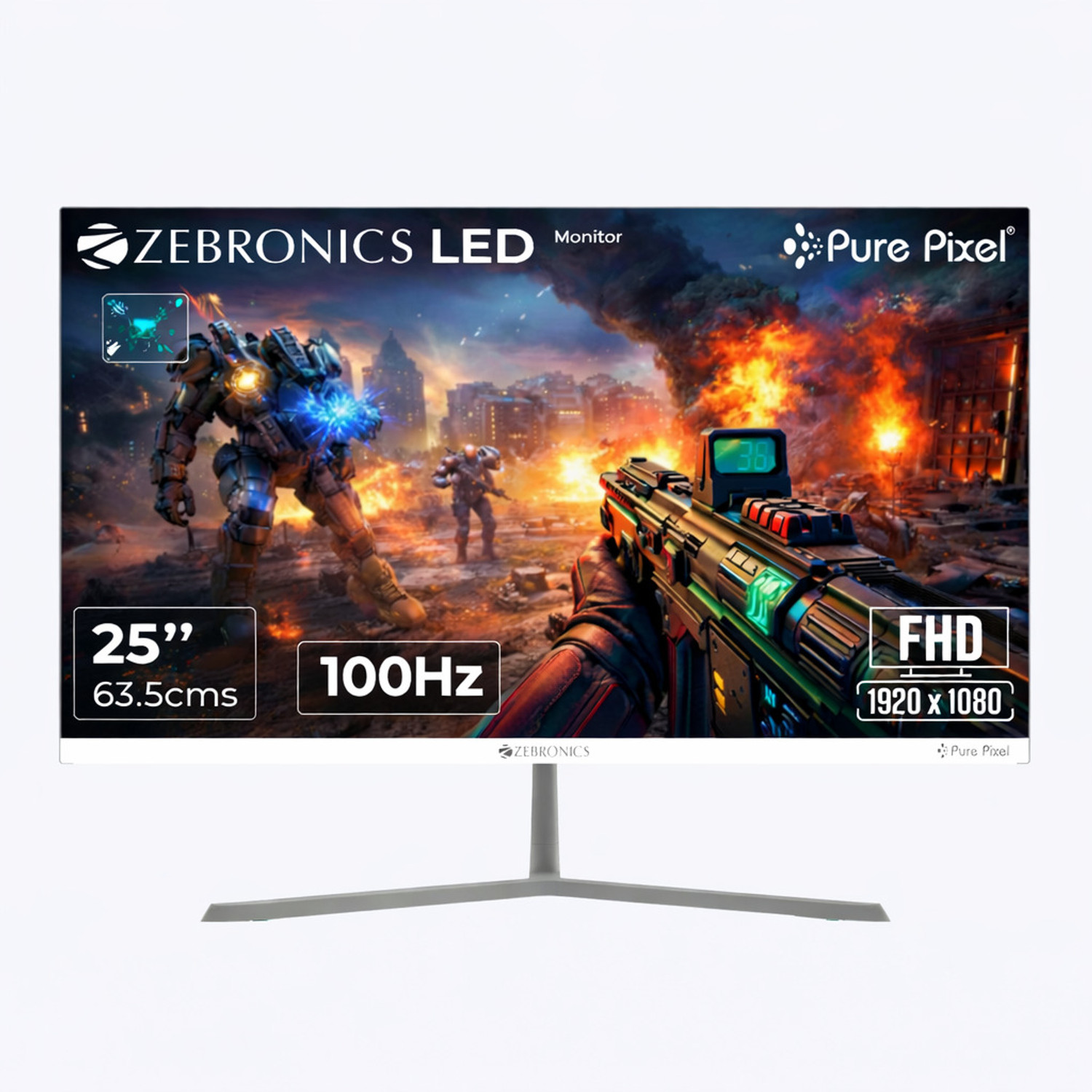 Image of ZEBRONICS 62.23 cm (25 inch) Full HD IPS Panel Monitor (Zeb A25FHD LED 24.5inch 100Hz, Slim Design, 1080p, Ultra Slim, Built-in Speakers)