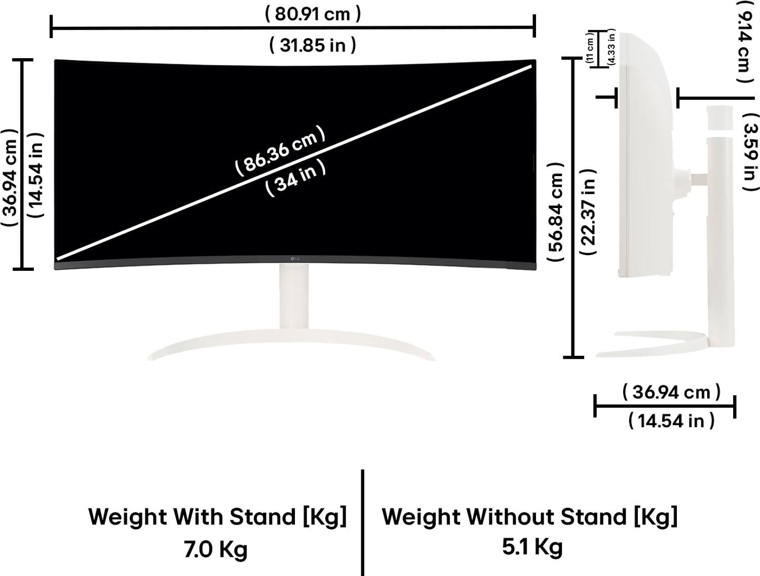 Image of LG Smart 86.36 cm (34 inch) Curved WQHD VA Panel 34 (86.36 cm) 21:9 Curved WQHD (3440x1440) display, webOS Smart Monitor, ThinQ Home Dashboard / Magic Remote support, AirPlay 2, Screen Share, Bluetooth, 2xHDMI, 2xUSB ports, Tilt / Height adjustable stand Monitor (34SR65QC-W.ATR)
