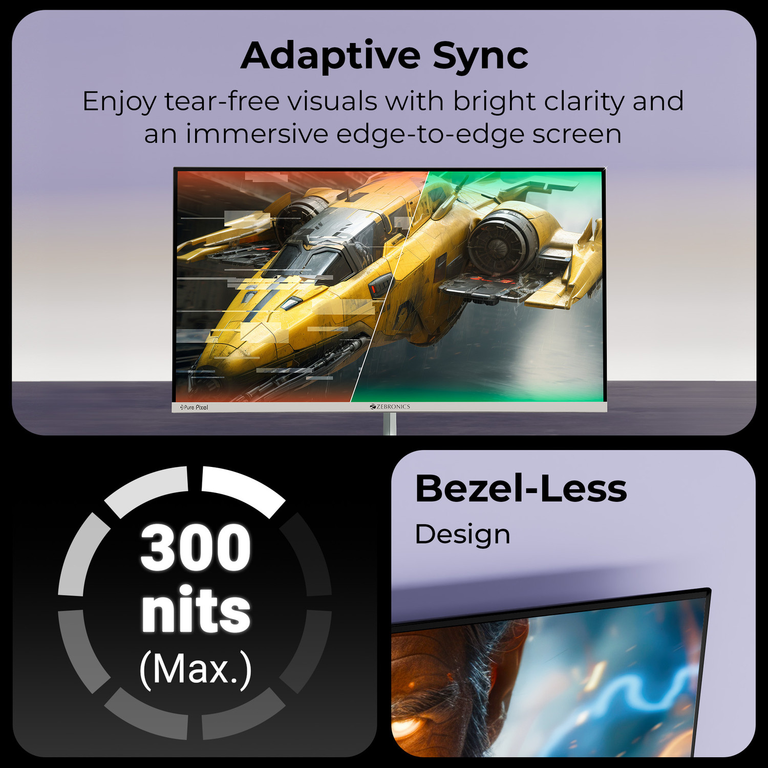 Image of ZEBRONICS Zeb-A 68.5 cm (27 inch) Quad HD LED Backlit IPS Panel Gaming Monitor (Zeb-A27 QHD LED 180Hz)