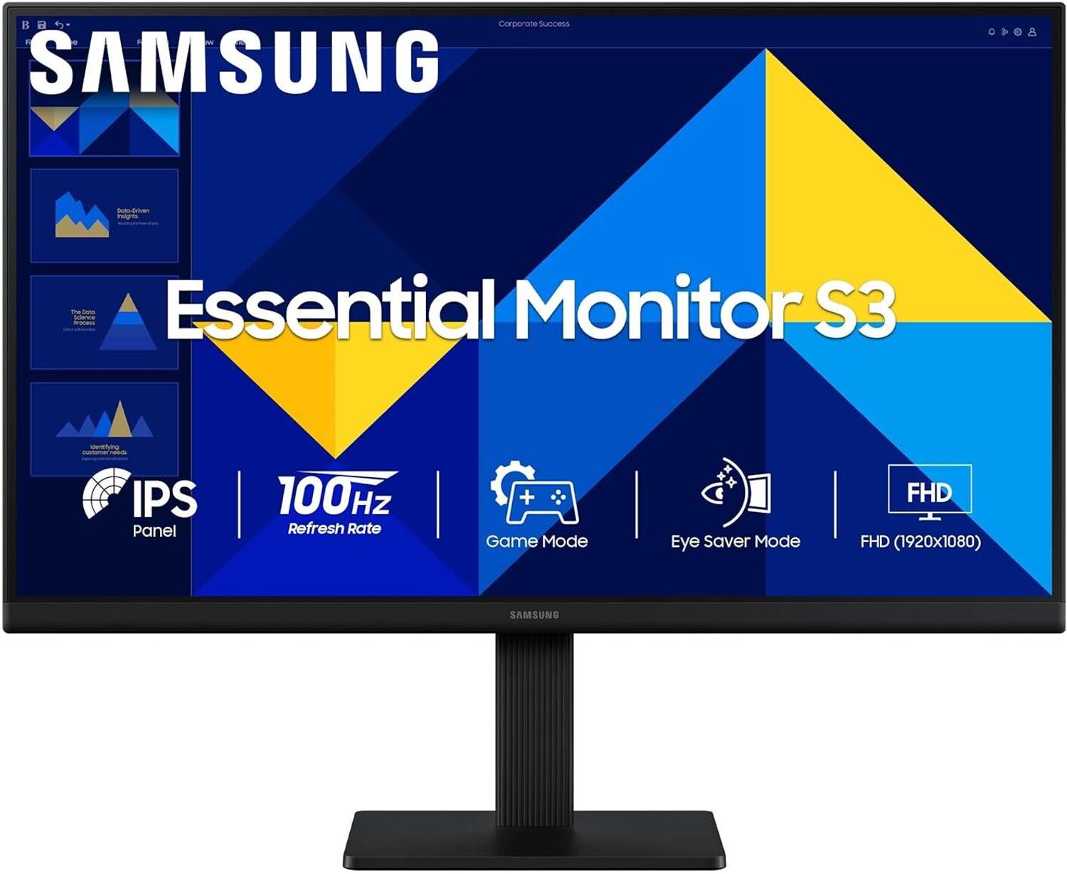 Samsung Essential S3 60.5 cm (24 inch) Full HD IPS Panel Monitor (LS24D300GAWXXL-(1920 x 1080)|HDMI,VGA|Super Slim Design|Game Mode|Eye Saver Mode)