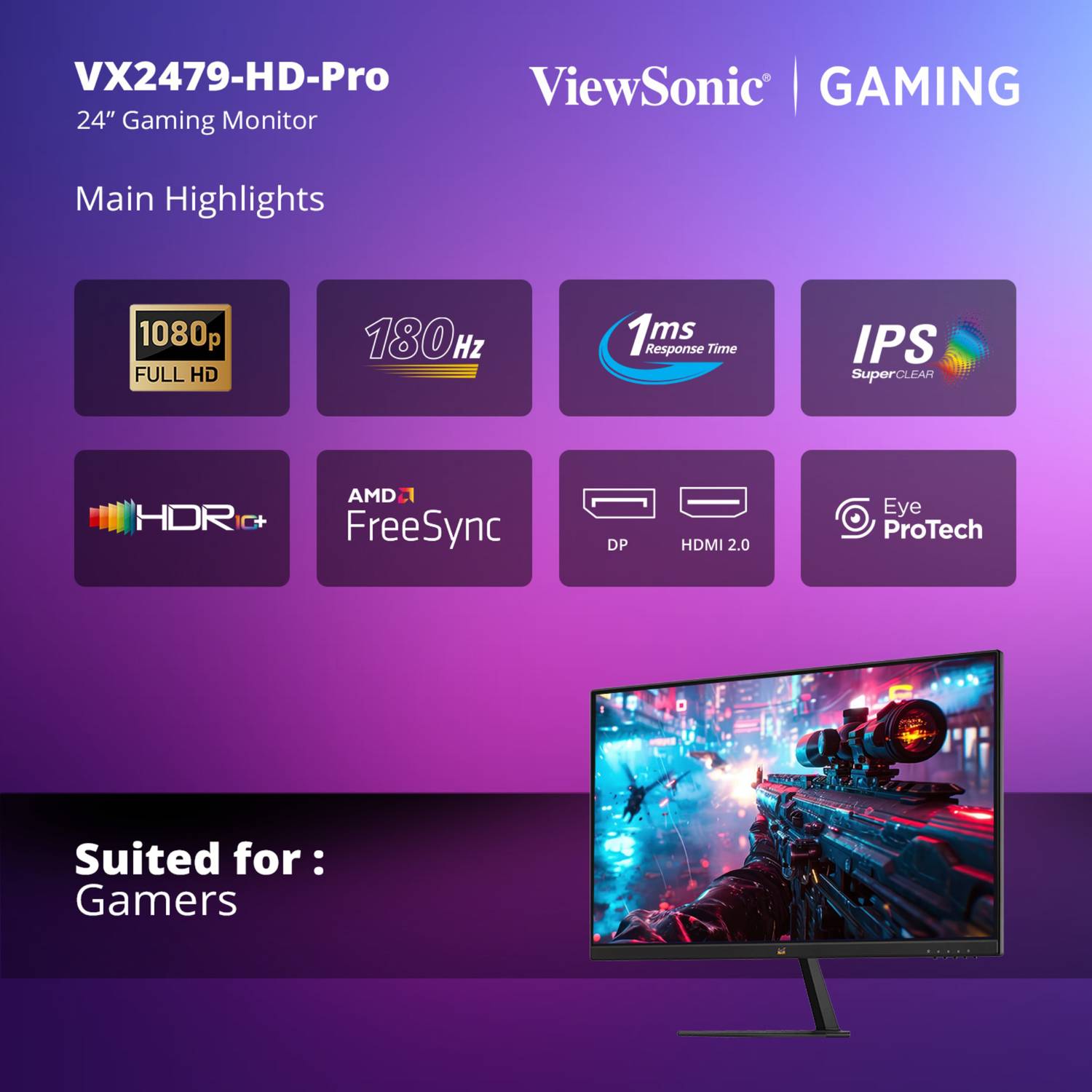 ViewSonic VX2479A HD PRO gaming monitor