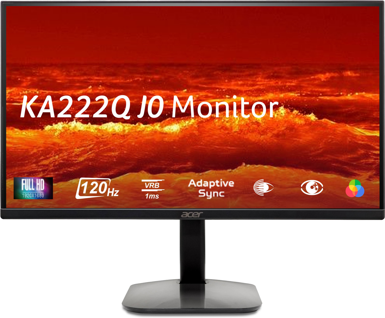Acer KA222Q J0 54.61 cm (22 inch) Full HD LED Backlit IPS Panel with sRGB 99%,ZeroFrame, HDMI + VGA, Eye Care, Tilt Adjustable Monitor (KA222Q J0bi)