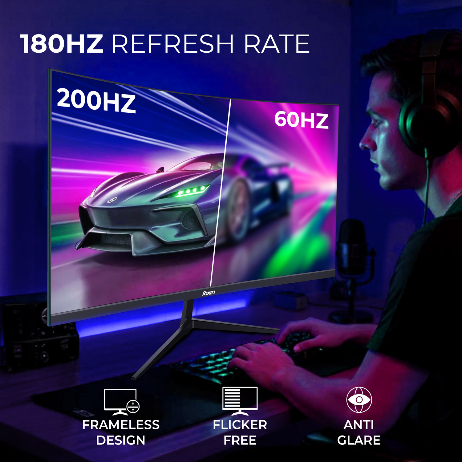 Image of Foxin Phantom 60.96 cm (24 inch) Curved Full HD LED Backlit VA Panel Gaming Monitor (Phantom 24 inch 1800R Curved Gaming Monitor)