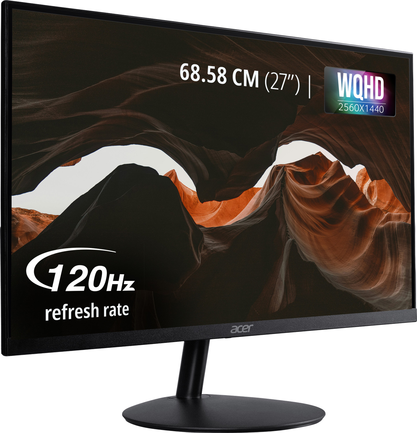 Image of Acer SA272 UG BLACK 68.58 cm (27 inch) WQHD LED Backlit IPS Panel with ZeroFrame Ultra-Thin (7.2mm) Design, Eye Care, HDMI 2.0, DisplayPort Monitor (SA272 UG BLACK)