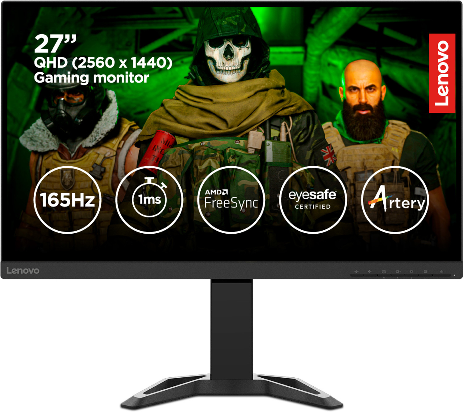 Image of Lenovo G-Series 68.58 cm (27 inch) Full HD LED Backlit VA Panel with 99% sRGB, 3WX2 Speakers, 2XHDMI 2.0, DP 1.4, Height /Tilt Adjustable Stand, VESA mountable Gaming Monitor (G27-30)