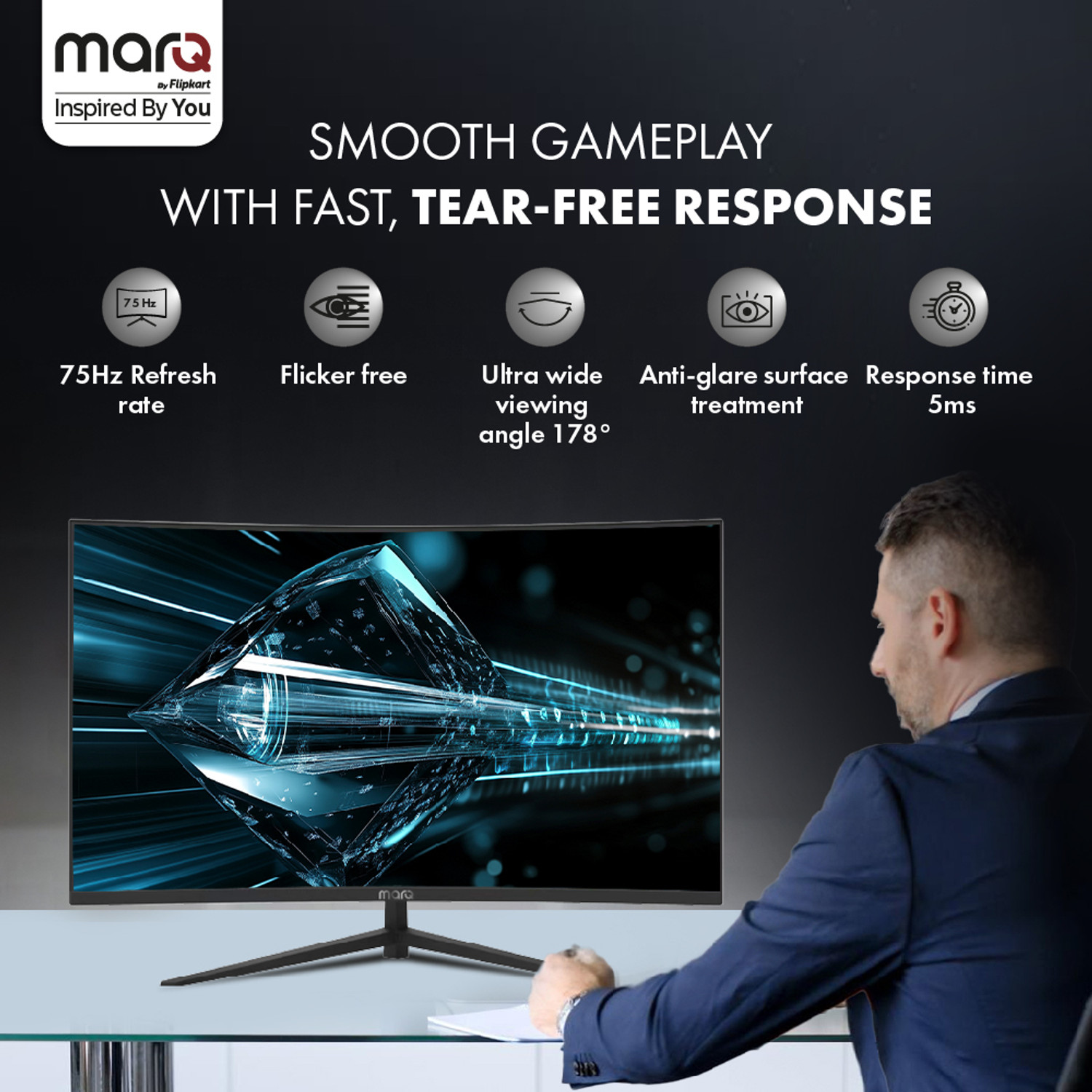Image of MarQ by Flipkart 81.28 cm (32 inch) Curved Full HD LED Backlit VA Panel Monitor (32FHDMCQCCJB)
