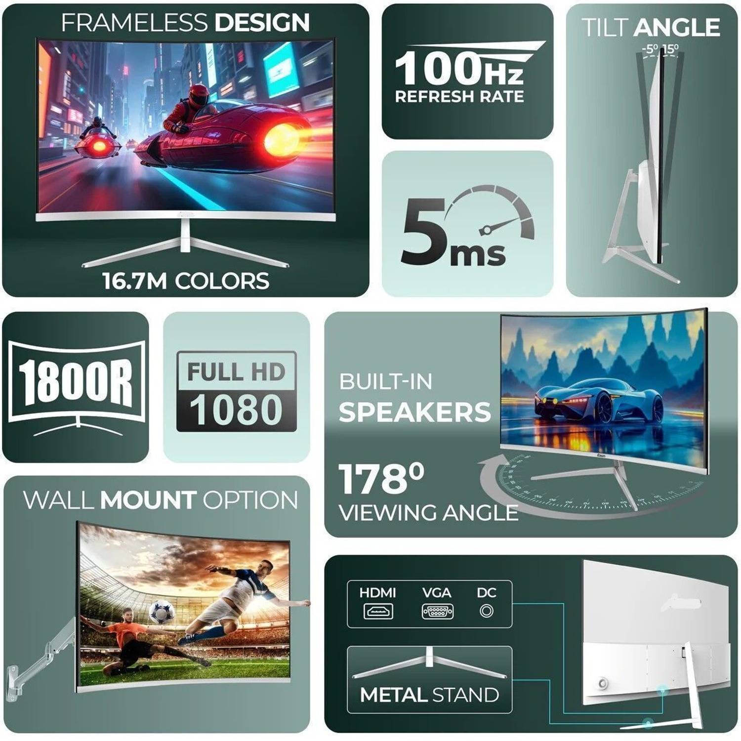 Rionix 24 inch Curved LED Gaming Monitor - Image 4