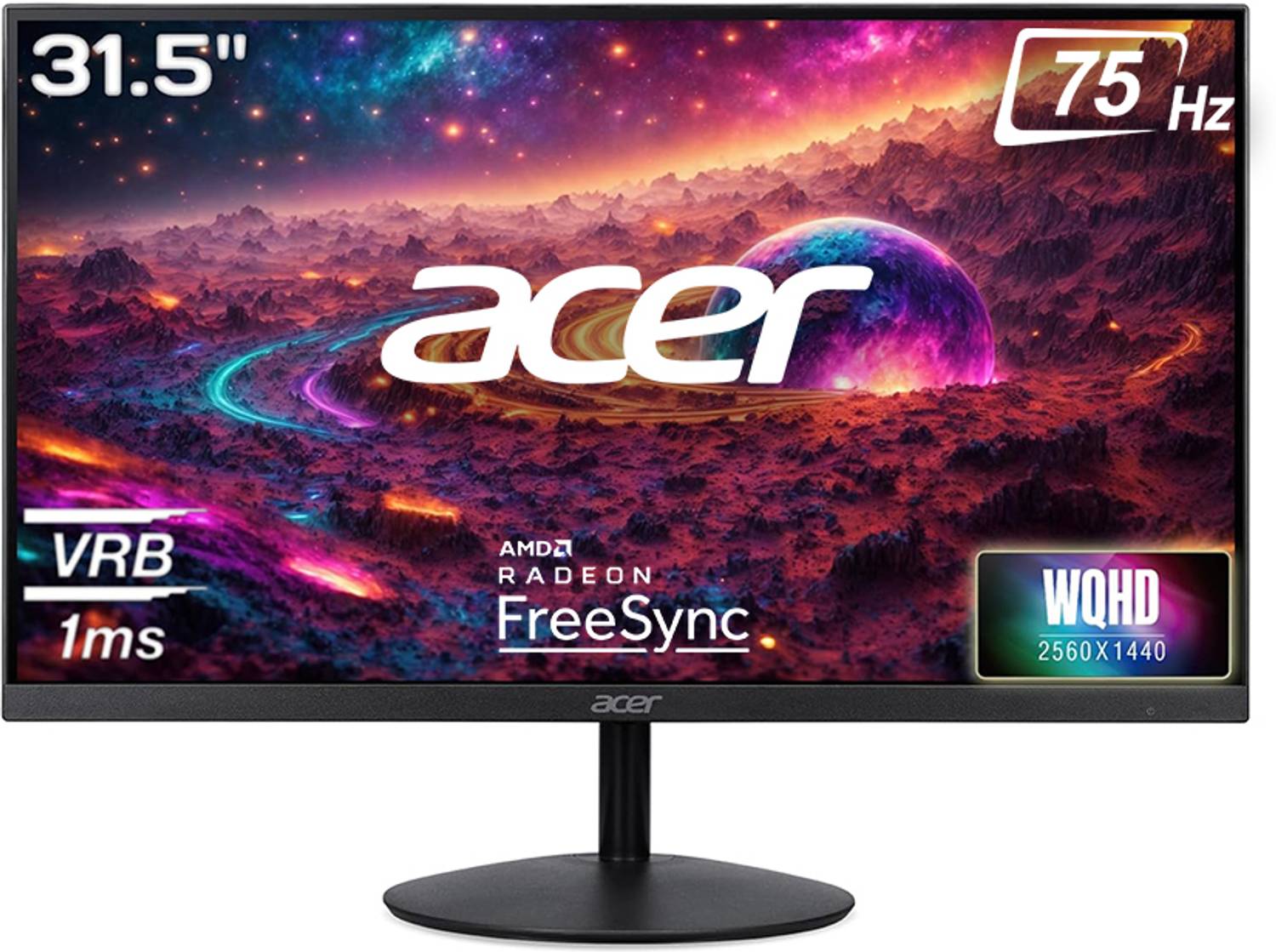 Acer SA2 Series 80.01 cm (32 inch) WQHD LED Backlit IPS Panel with HDR10, VGA, HDMI, 2X1W Inbuilt Speakers, Flicker-less, Blue light Shield, EcoDisplay, VisionCare, Tilt-able Stand, VESA wall Mount Ultra-Thin Monitor (SA322Q U)
