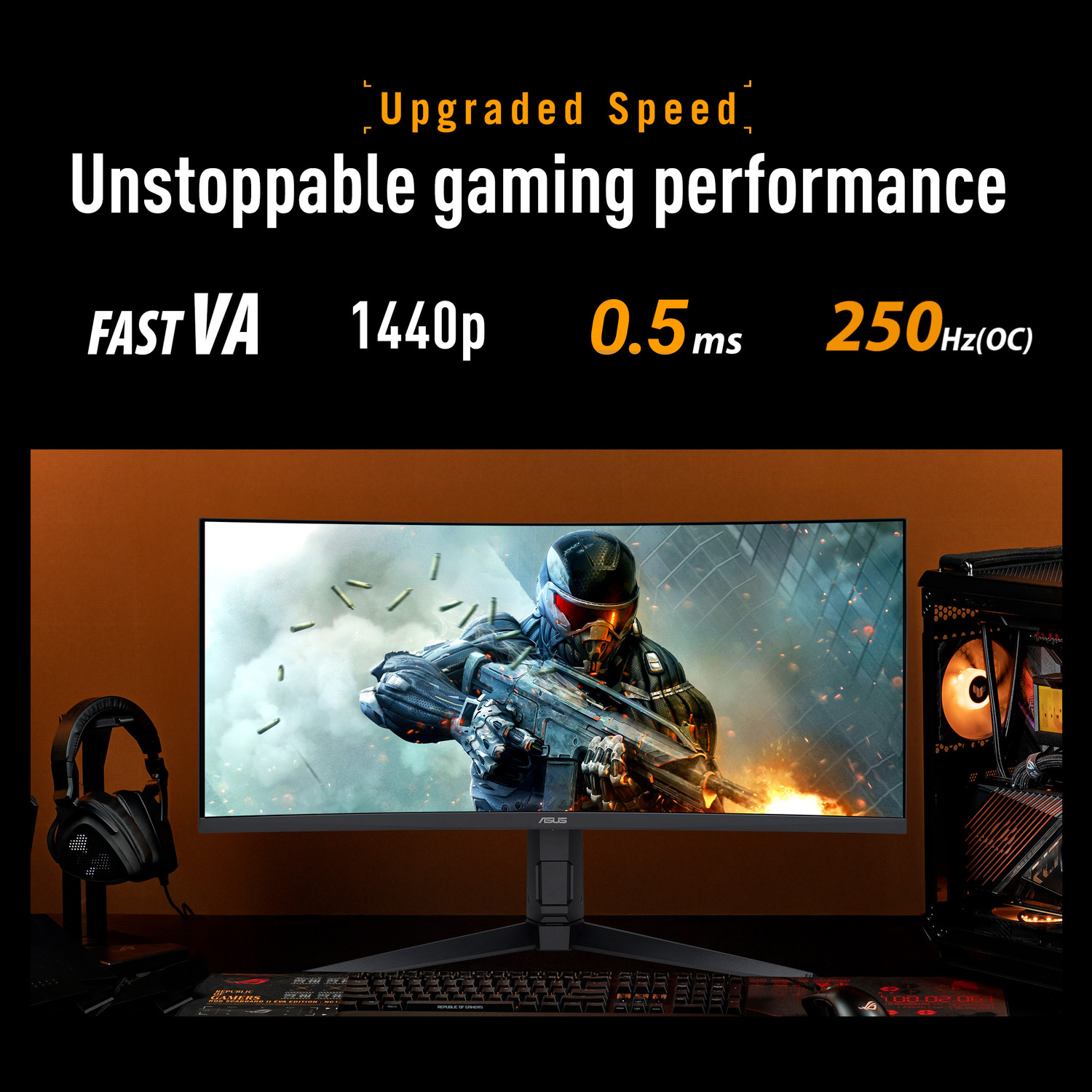 Image of ASUS TUF 86.36 cm (34 inch) Curved UWQHD LED Backlit VA Panel Gaming Monitor (VG34WQML5A 34-inch UWQHD 250Hz Curved Gaming Monitor)