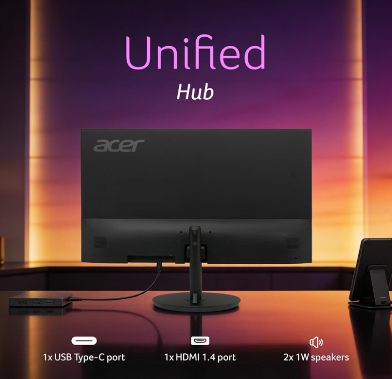 Image of Acer 60.45 cm (24 inch) Full HD LED Backlit IPS Panel Monitor (SH242Y P1)