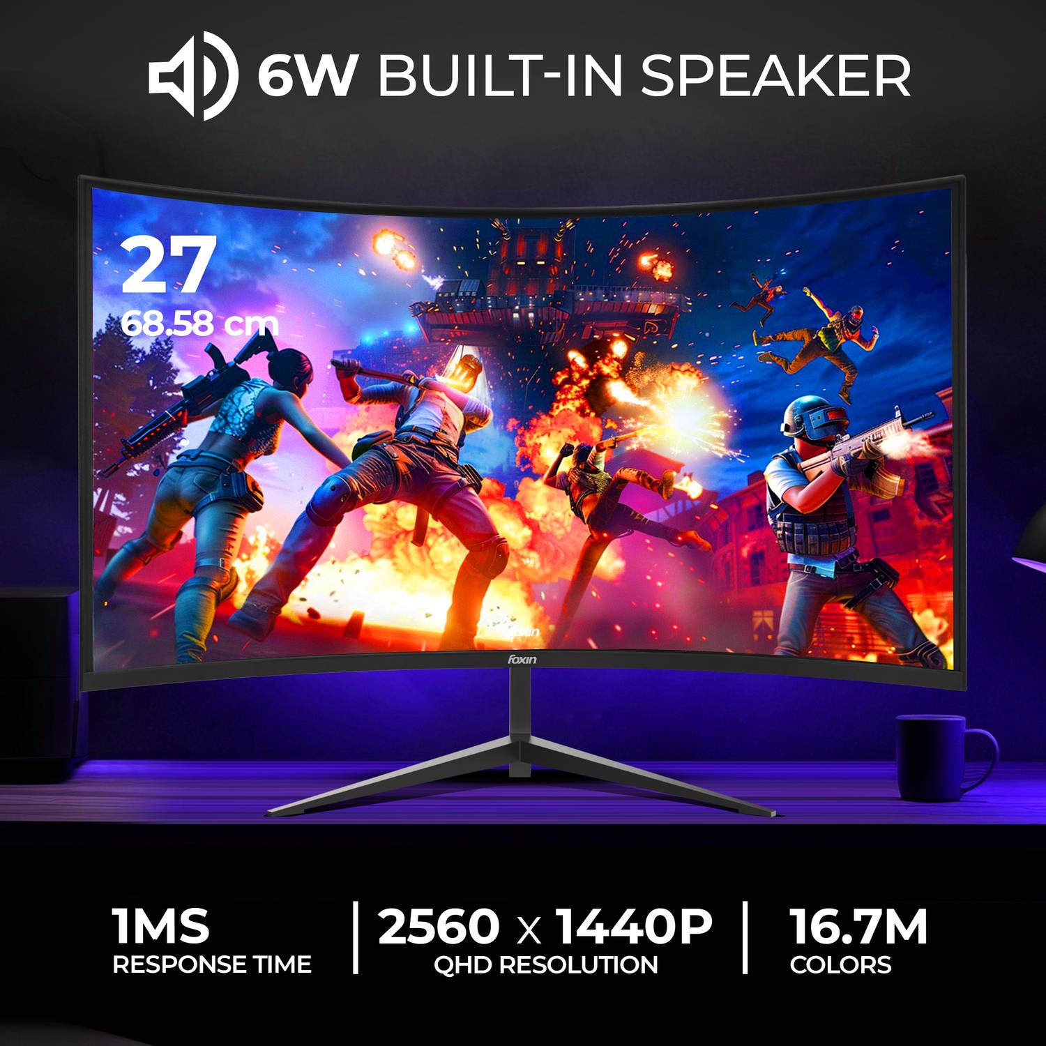 Foxin 27 inch 1800R Curved Gaming Monitor - Image 3