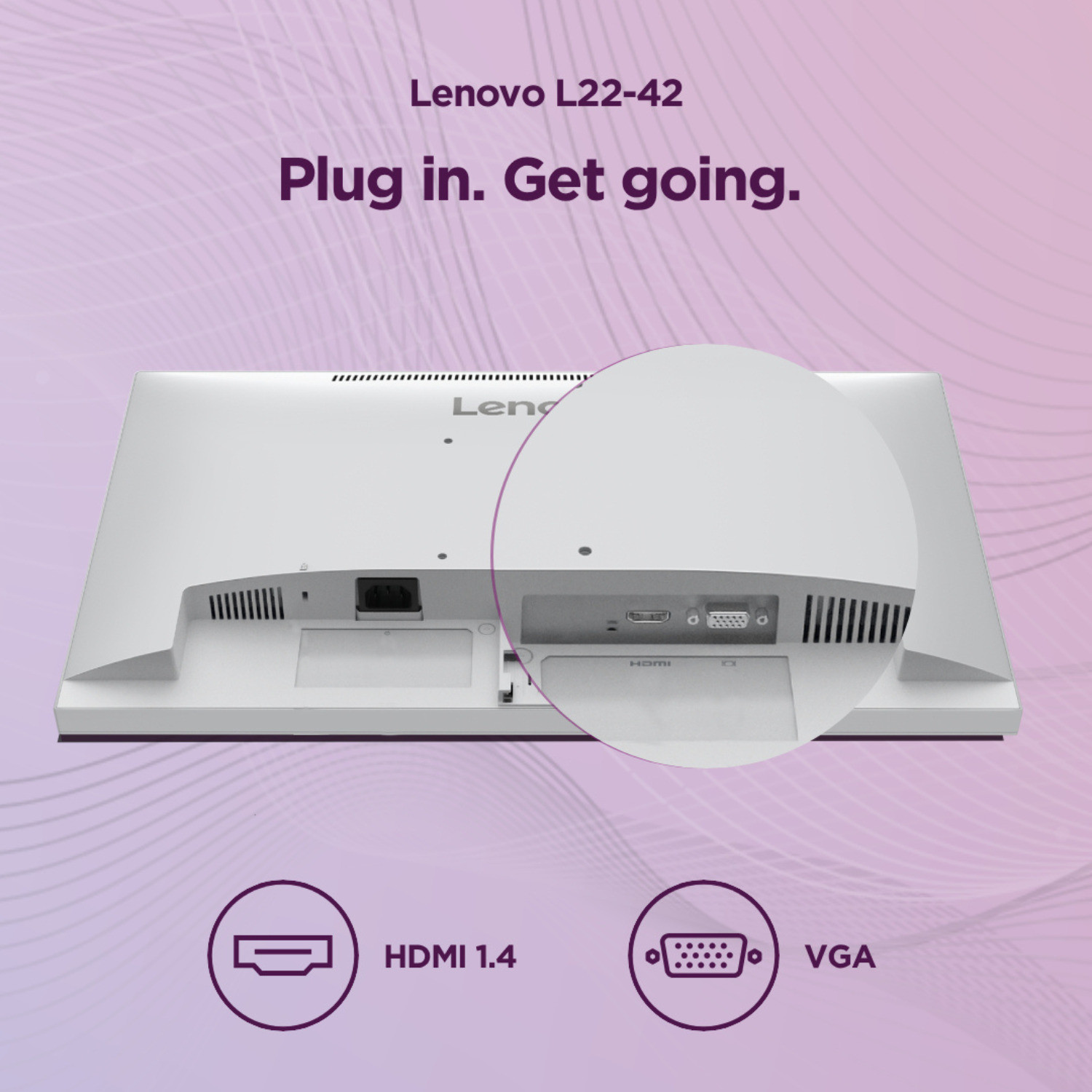 Image of Lenovo L-Series 54.61 cm (22 inch) Full HD LED Backlit IPS Panel Monitor (L22-42)