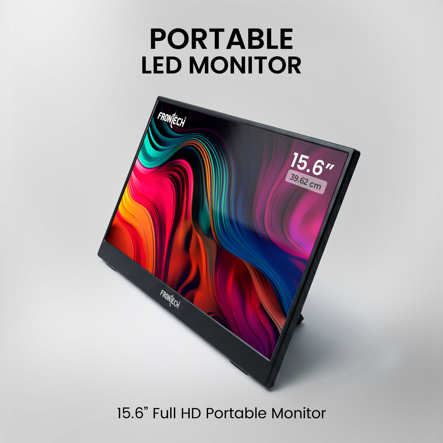 Image of Frontech - 39.62 cm (16 inch) Full HD IPS Panel Monitor (Portable LED Monitor - 10000mAh Rechargeable Battery, Adjustable Stand)