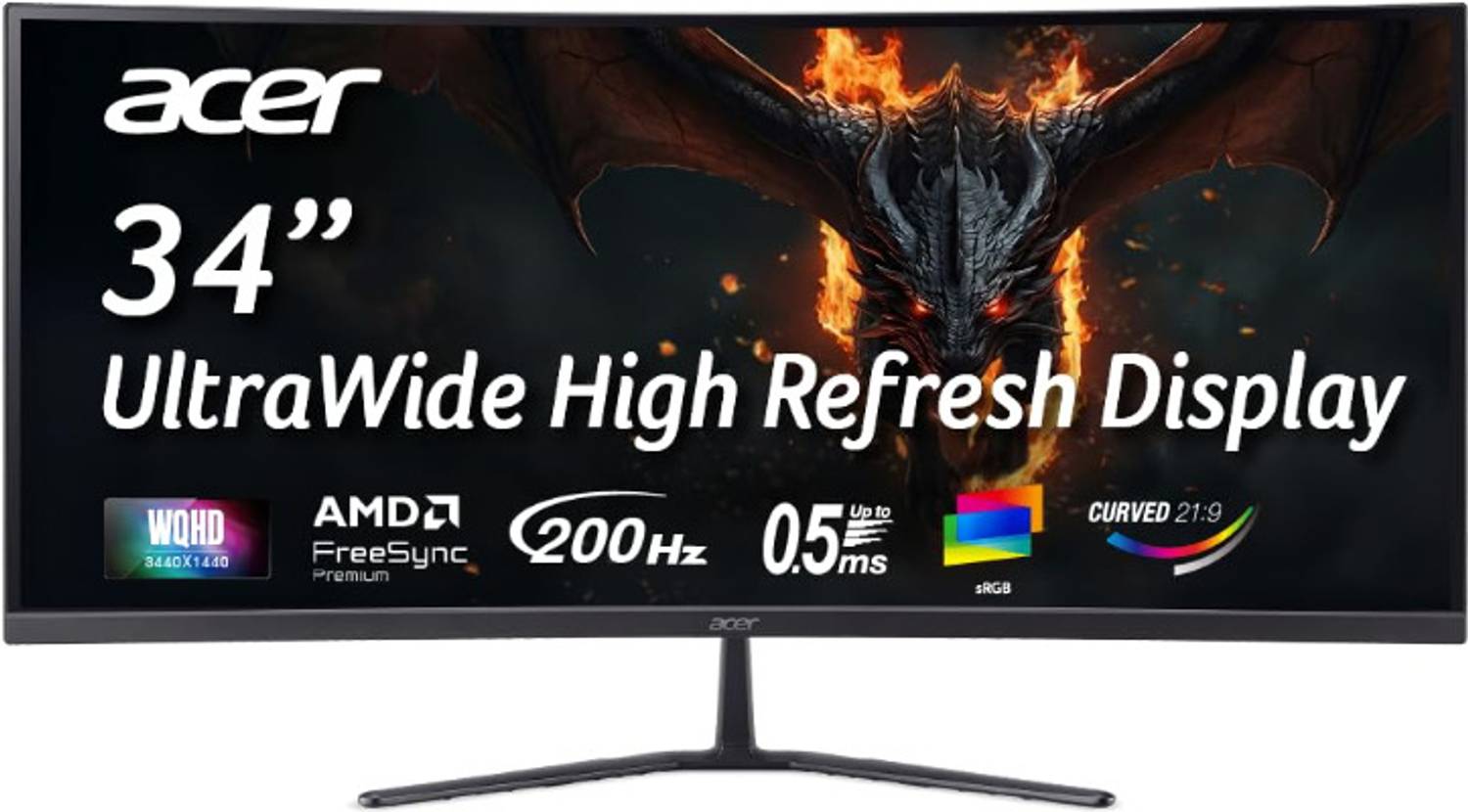 Acer Nitro ED0 Series 86.36 cm (34 inch) Curved UWQHD LED Backlit VA Panel Gaming Monitor (ED340CUR X0)