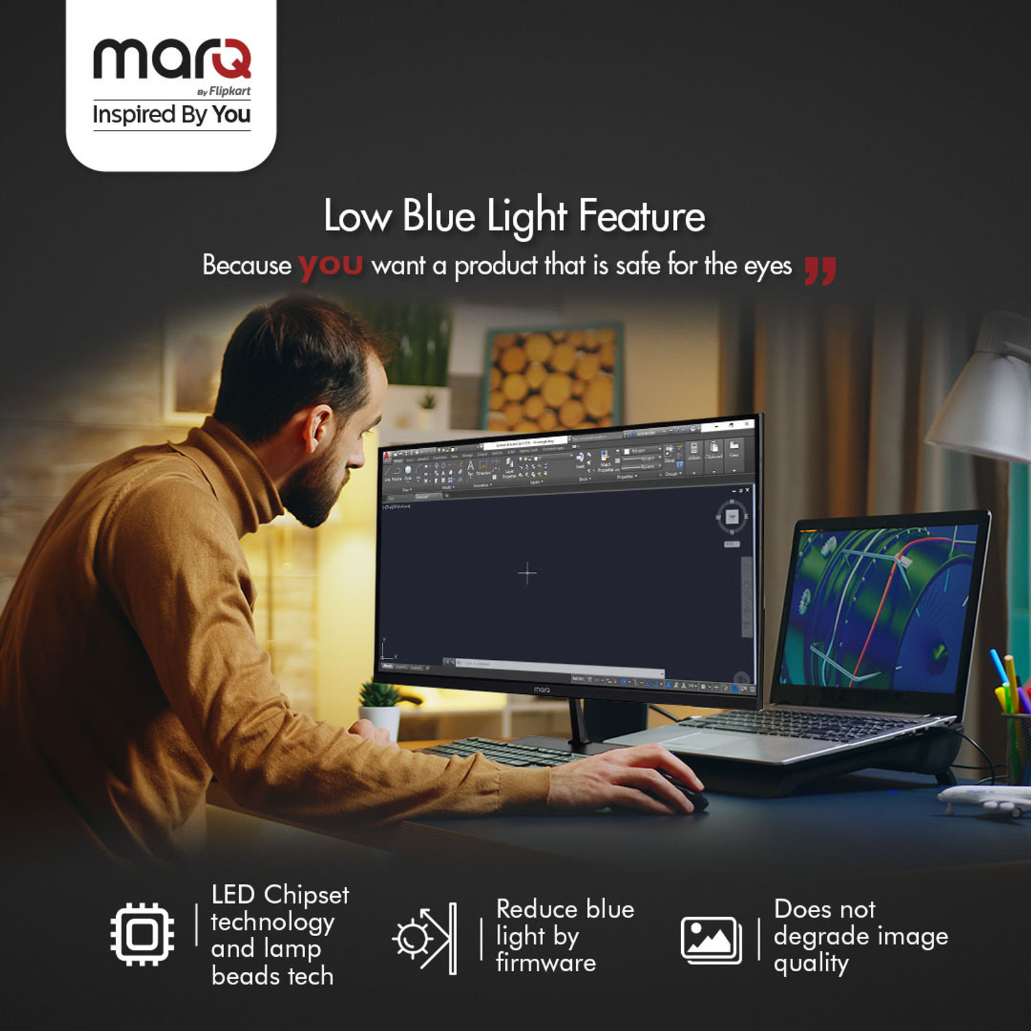 Image of MarQ by Flipkart 68.58 cm (27 inch) Full HD VA Panel with 2 x 3W Inbuilt Speakers Monitor (27FHDMVQ11ZB)