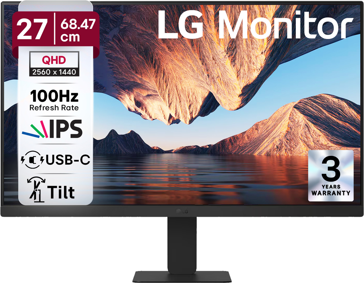 Image of LG QHD 68.58 cm (27 inch) Quad HD IPS Panel with sRGB 99% (Typ.), HDR10, USB-C with PD 15W, HDMI, Head Phone Out, Reader Mode, Flicker Safe, 3-Sided Virtually Borderless Monitor (27U631A-BD.CTRDMR)