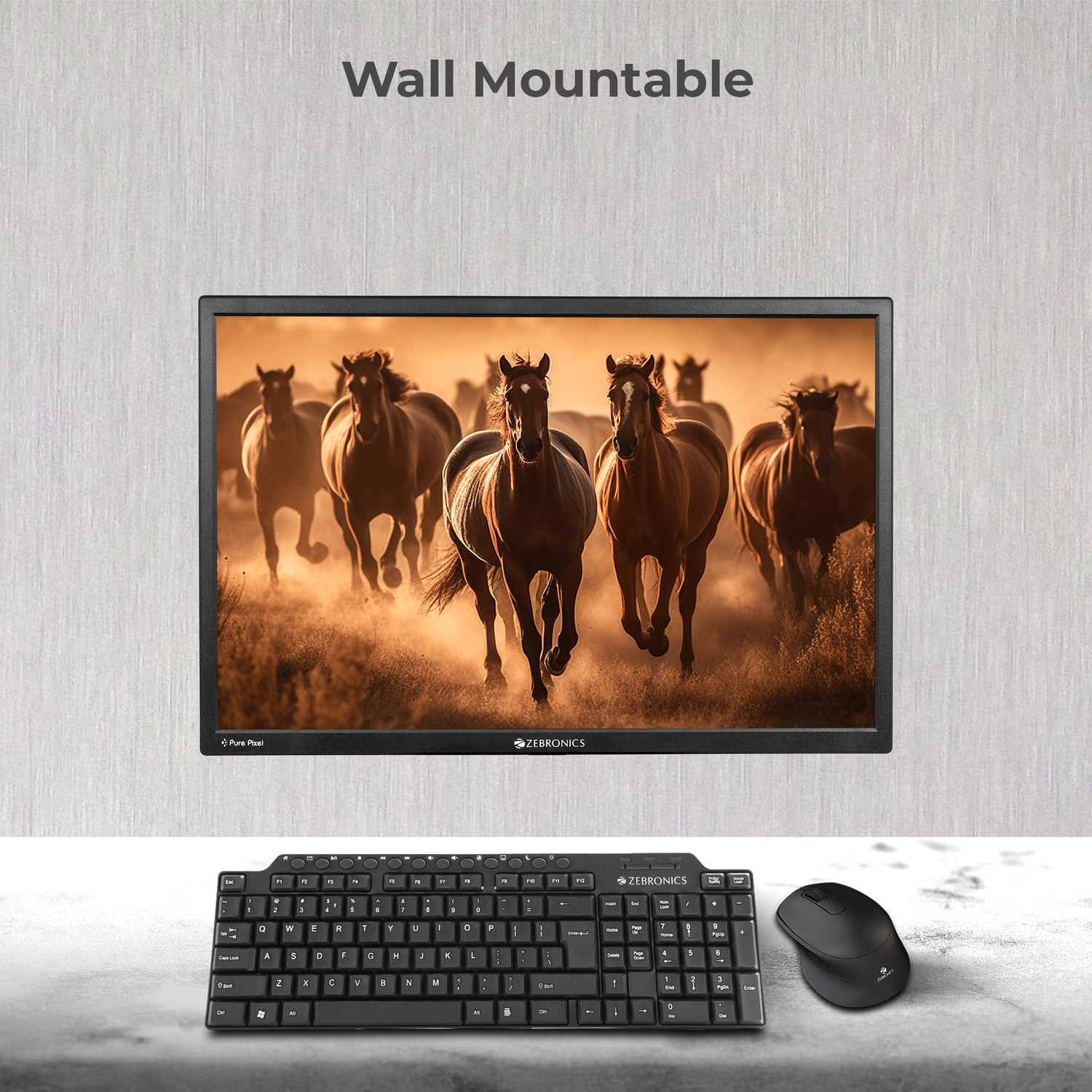 Image of ZEBRONICS Pure Pixel 55.88 cm (22 inch) HD+ LED Backlit VA Panel with Dual Input HDMI & VGA, 16:10 Aspect ratio, 16.7M Colors, 2000000:1 Contrast Ratio (Dynamic), 250cd /m Brightness (max) Wall Mountable Monitor (ZEB-EA122)