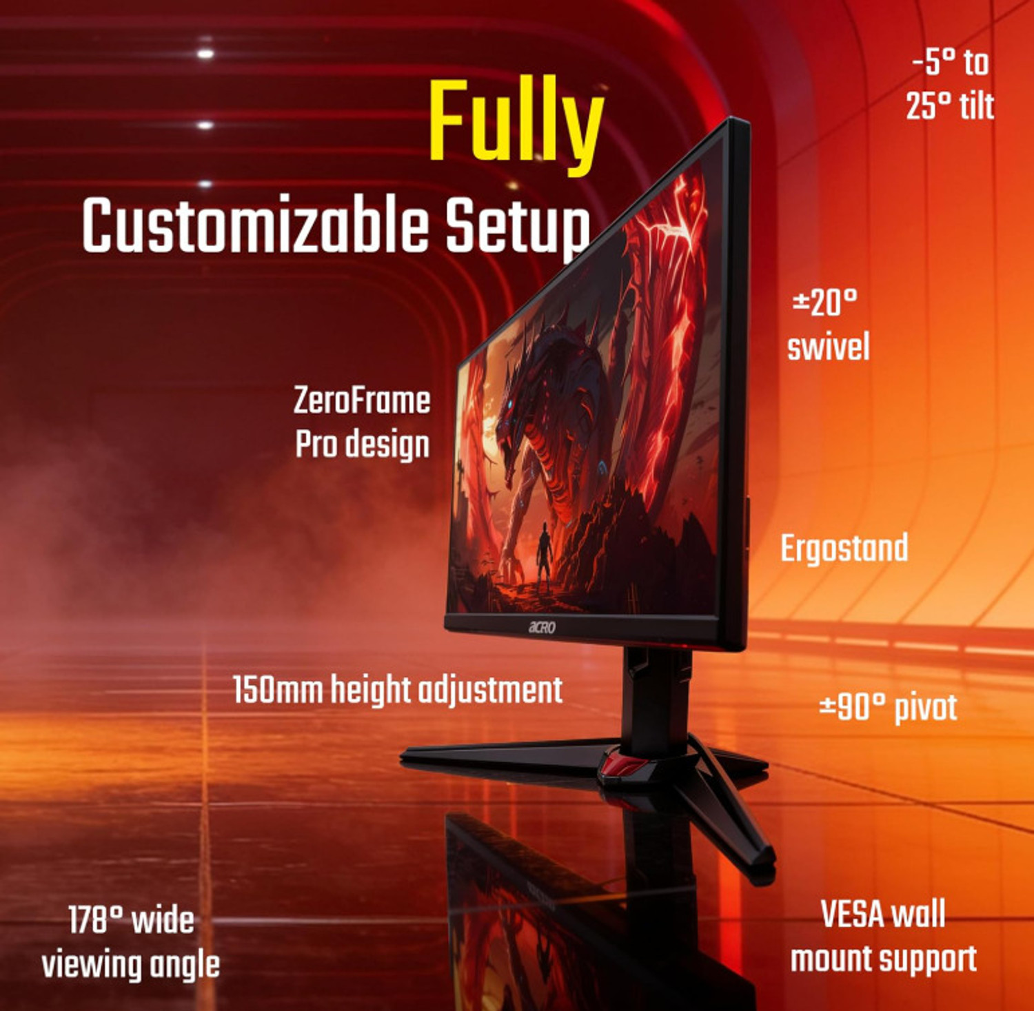 Image of Acer Nitro 68.58 cm (27 inch) 4K Ultra HD LED Backlit IPS Panel Gaming Monitor (XV270K V2)