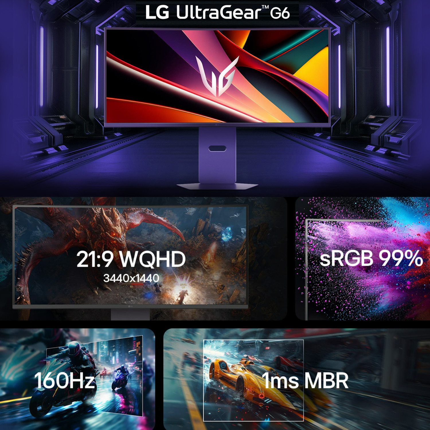 Image of LG UltraGear 86.36 cm (34 inch) Curved WQHD VA Panel 34-inch WQHD (3440x1440) display, 160Hz refresh rate / 1ms MBR, AMD FreeSync Premium Monitor (34G600A-BB.ATRRMKL)