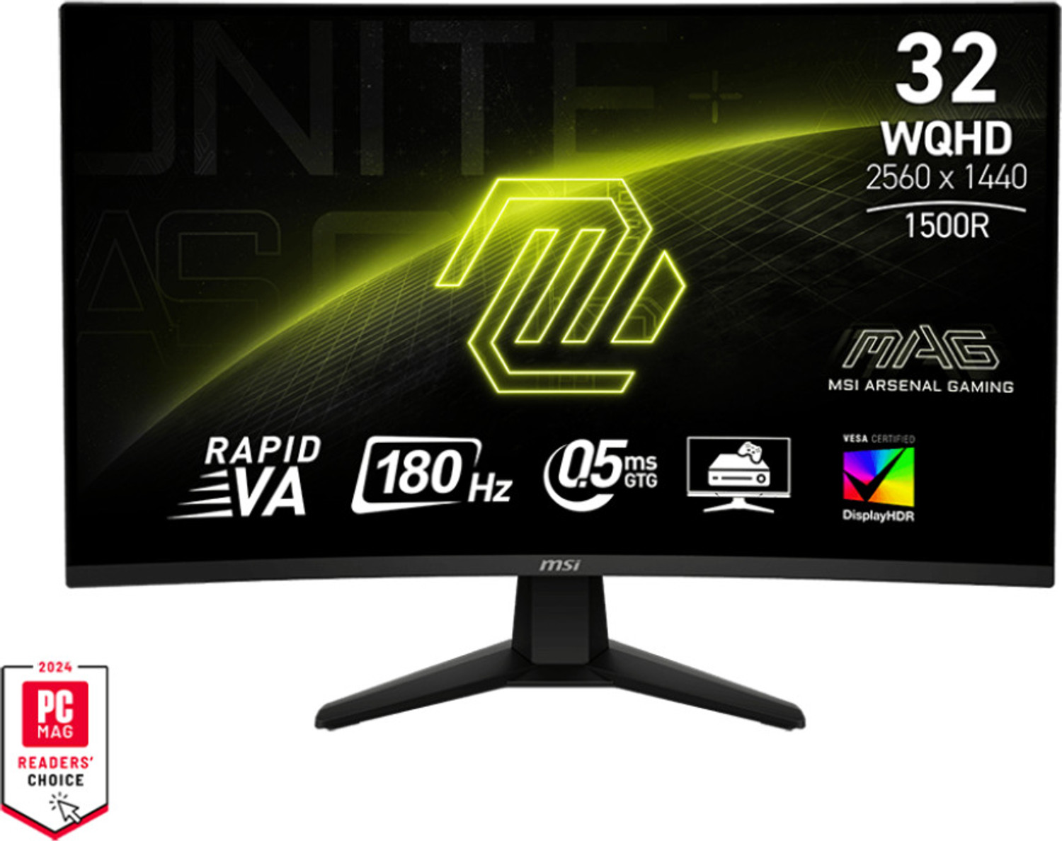 Image of MSI 81.28 cm (32 inch) Curved WQHD VA Panel with Anti-Flicker Technology, 100% SRGB, Tilt Adjustment, Anti-Glare, Gaming Gaming Monitor (MAG 32CQ6F)