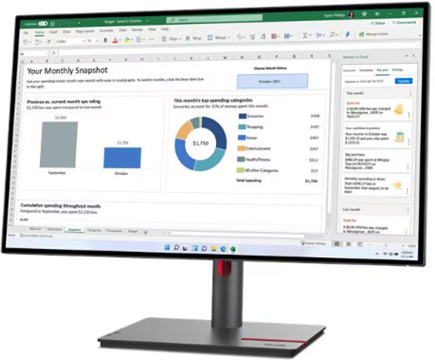 Image of Lenovo P Series 68.58 cm (27 inch) WQHD LED Backlit IPS Panel Monitor (P27q-30)