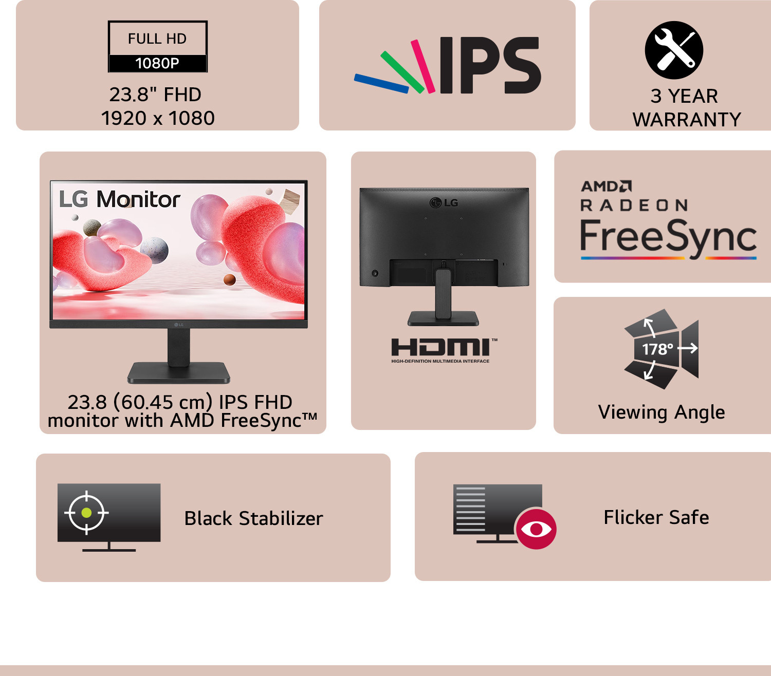 Image of LG 60.45 cm (24 inch) Full HD IPS Panel with 3-Side Borderless Display,Tilt-able Stand, Black Stabilizer, OnScreen Control, Ergo Design Monitor (24MR400-BA.CTRRMV)