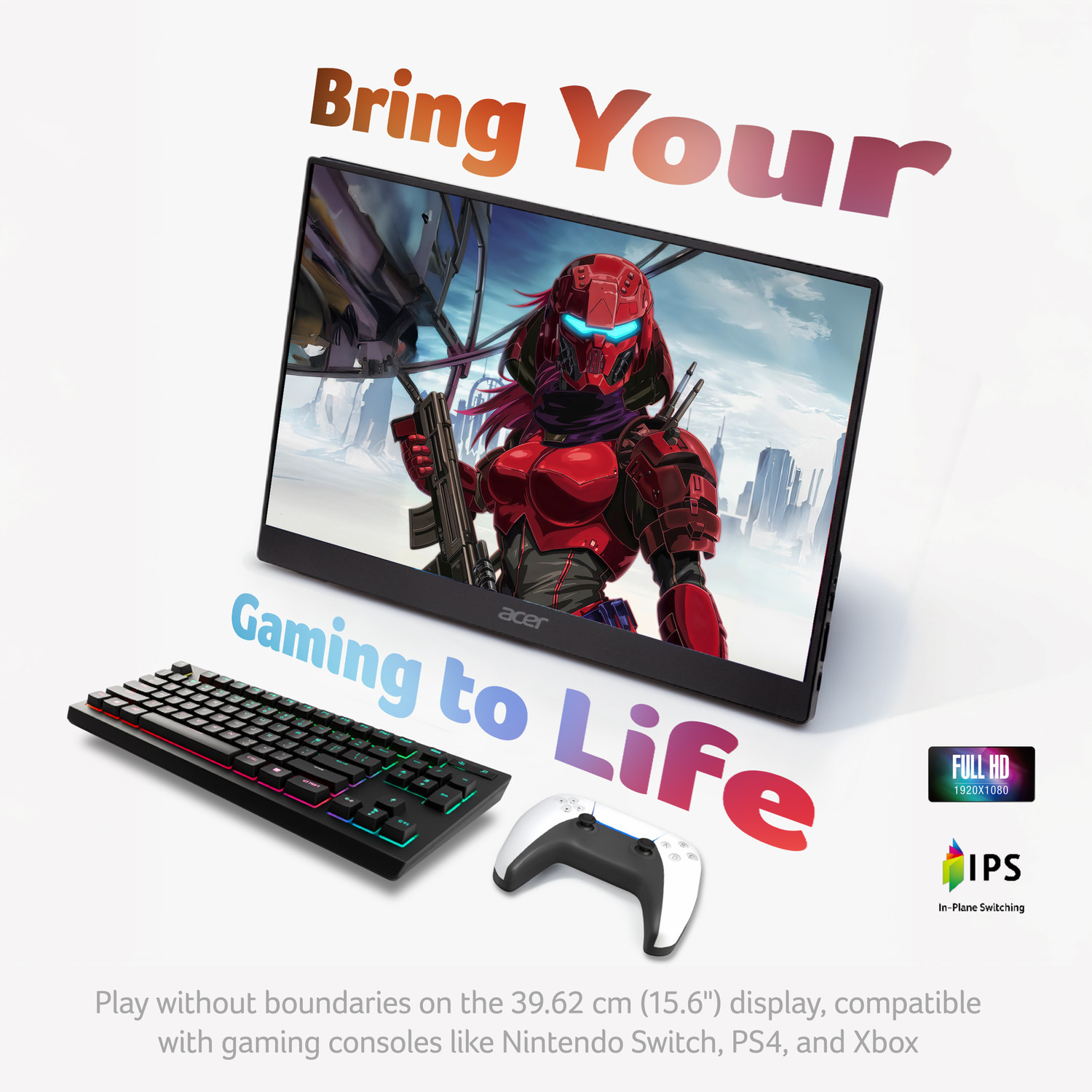 Image of Acer 39.62 cm (16 inch) Full HD LED Backlit IPS Panel Monitor (PM161Q B1)