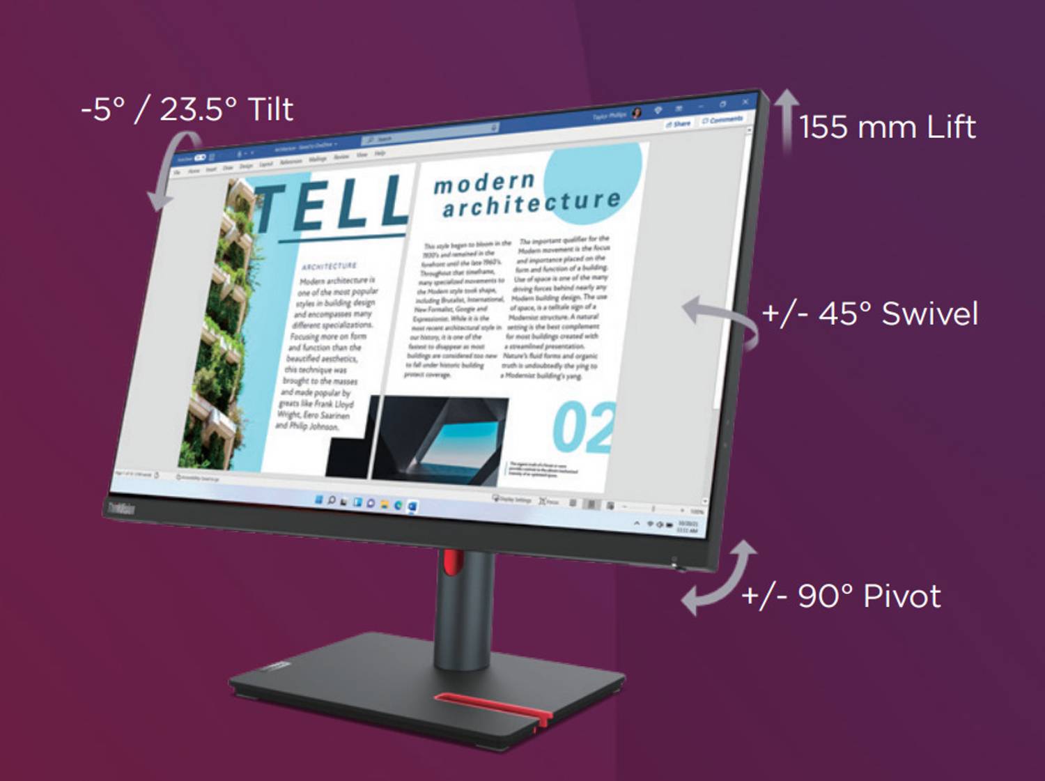 Lenovo ThinkVision 60.45 cm (24 inch) WQHD IPS Panel Monitor (P24h