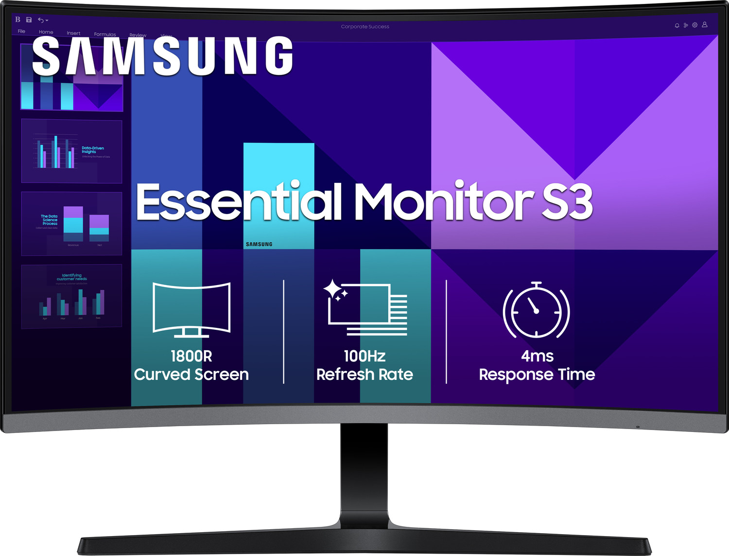 Image of Samsung Essential Series 68.58 cm (27 inch) Curved Full HD LED Backlit VA Panel with 1800R Curvature, D-Sub, HDMI, Headphone Jack Monitor (LS27D390GAWXXL)