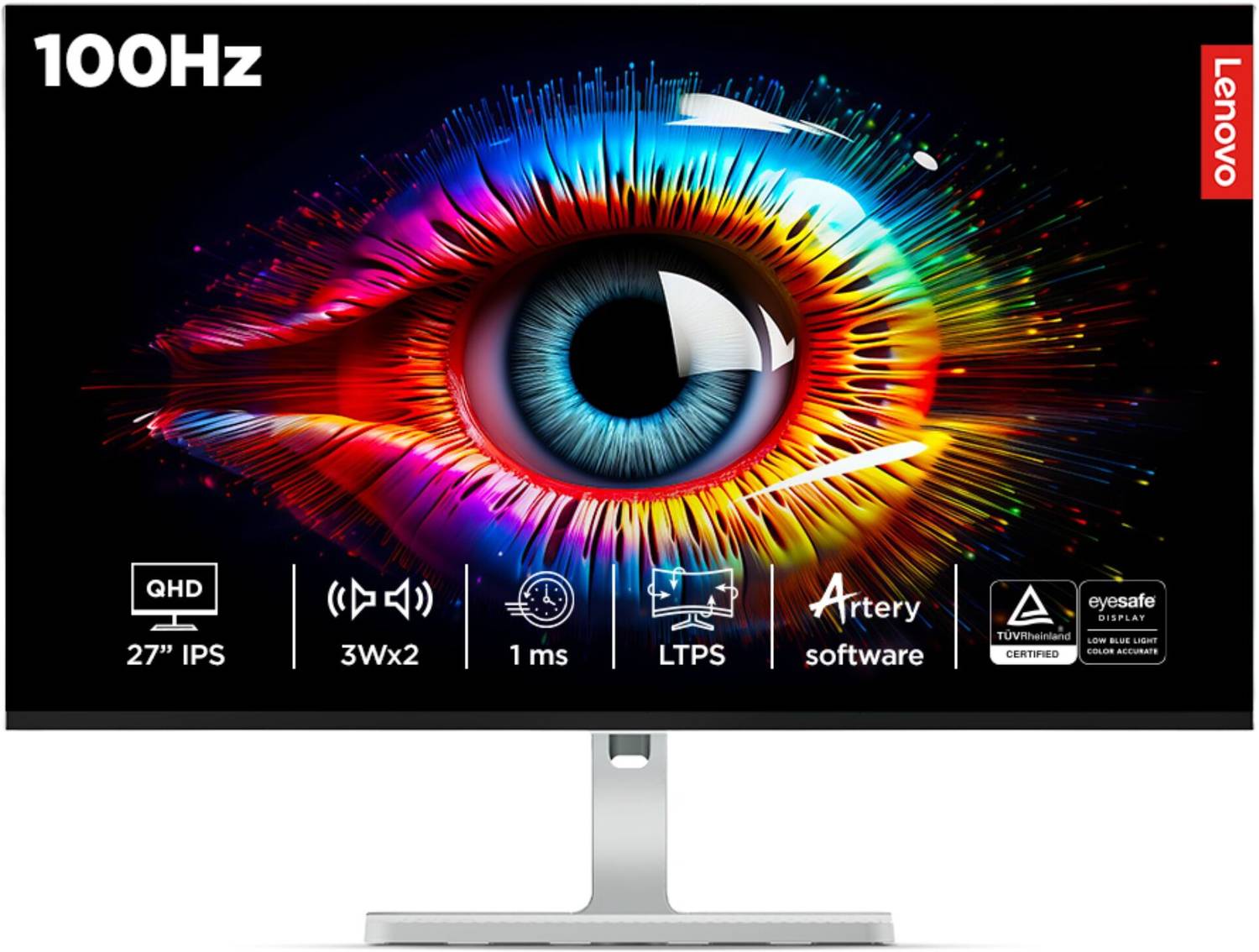 Lenovo L-Series 68.58 cm (27 inch) Quad HD LED Backlit IPS Panel with 99% sRGB, 90% DCI-P3, 2xHDMI 2.1, 1xDP 1.4, Tilt/Swivel/Pivot/Height Adjustable Stand, 3WX2 Inbuilt Speakers, Customization Artery, Smart Display Monitor (L27q-4A)