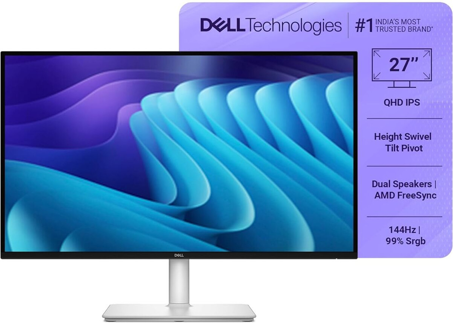 Image of DELL S-Series 68.58 cm (27 inch) Quad HD LED Backlit IPS Panel with Dual Speakers 6W, HDMI, DP Port, 2xUSB Type-C , 2xUSB Type-A, TUV Rheinland 4-Star Eye Comfort Monitor (S2725DC)