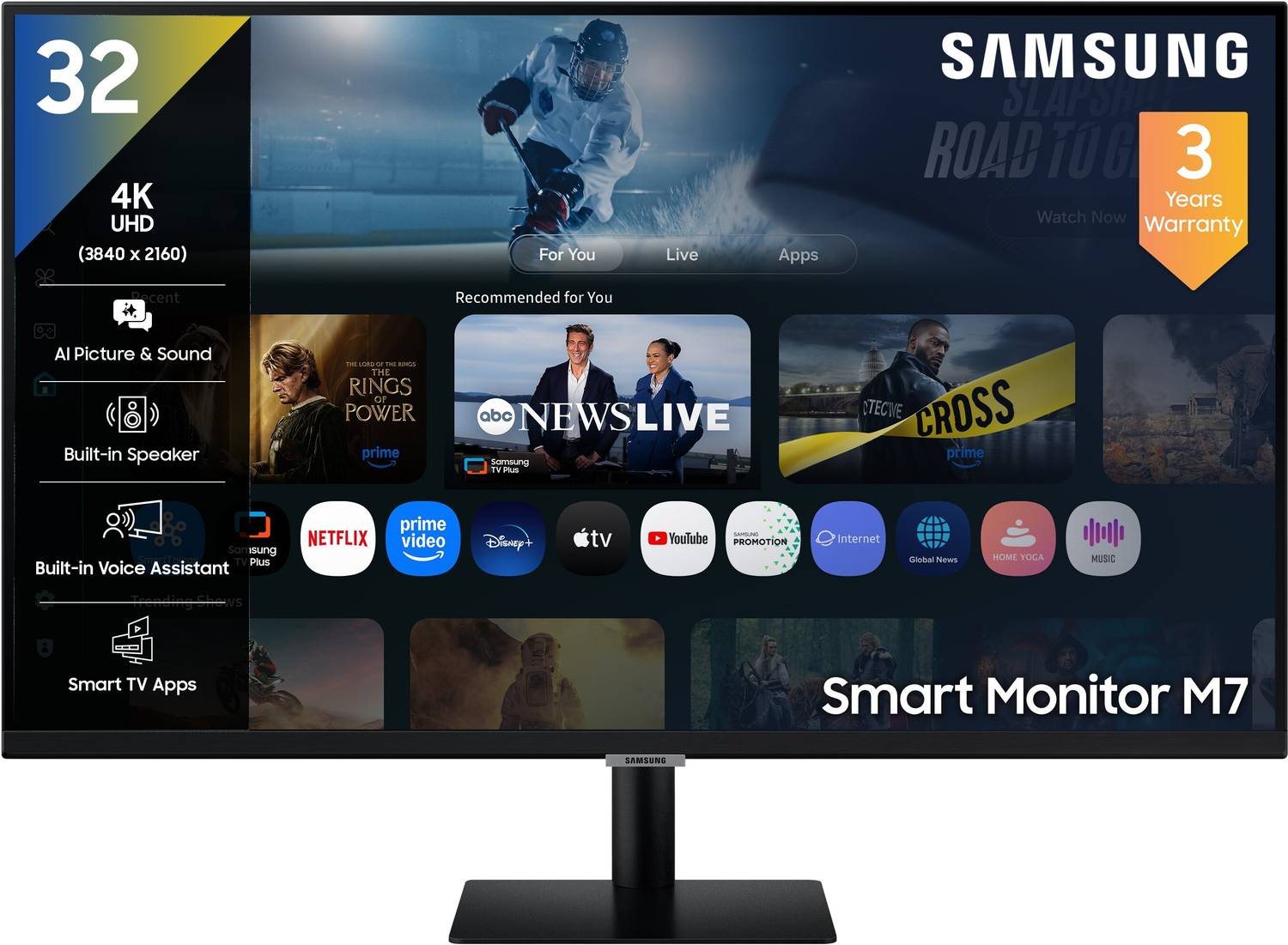 Samsung M7 80.0 cm (32 inch) 4K Ultra HD LED Backlit VA Panel with In-built Speaker, Smart TV Apps, AirPlay, Wi-Fi, Bluetooth, USB, Type-C, Wireless Display, Vision AI Smart Monitor (LS32FM700UWXXL)